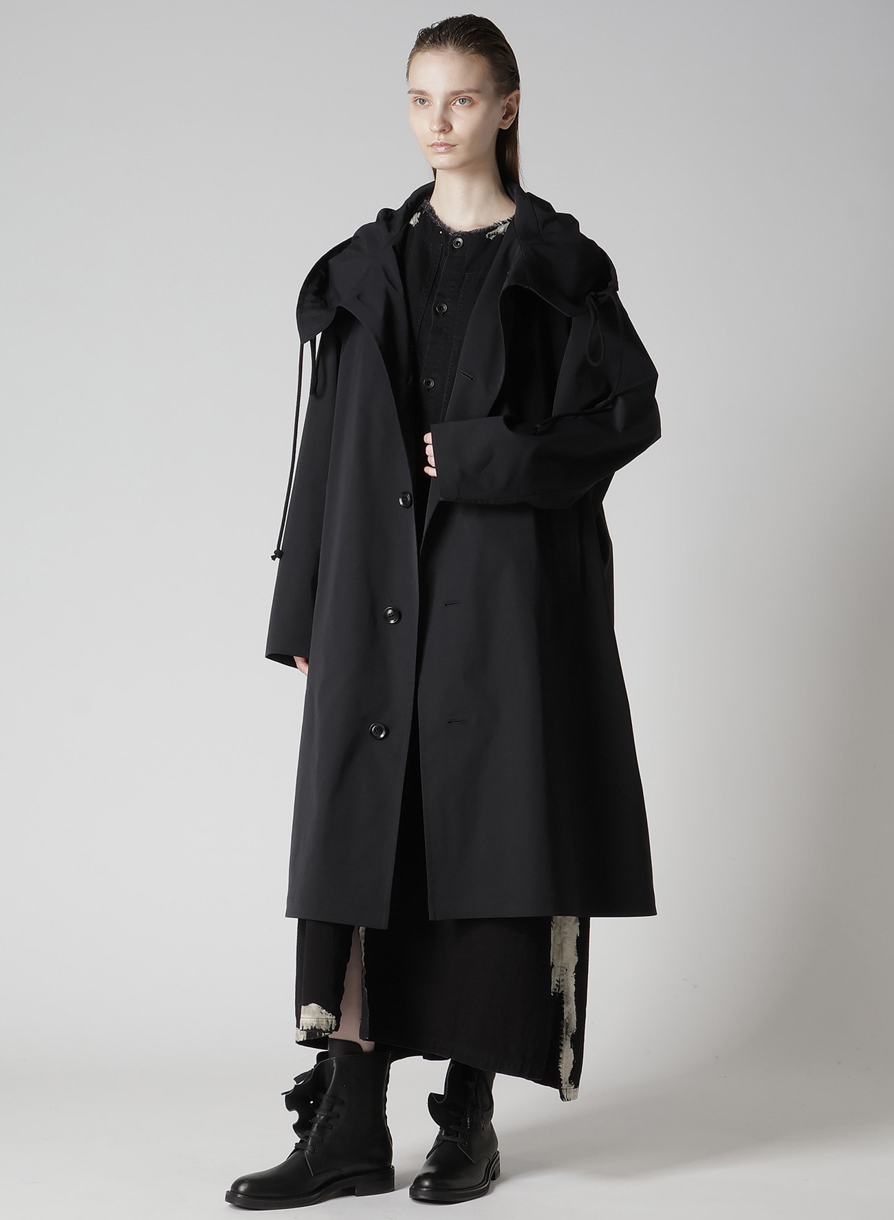 PE TWILL WATER REPELLENT HOODIED COAT