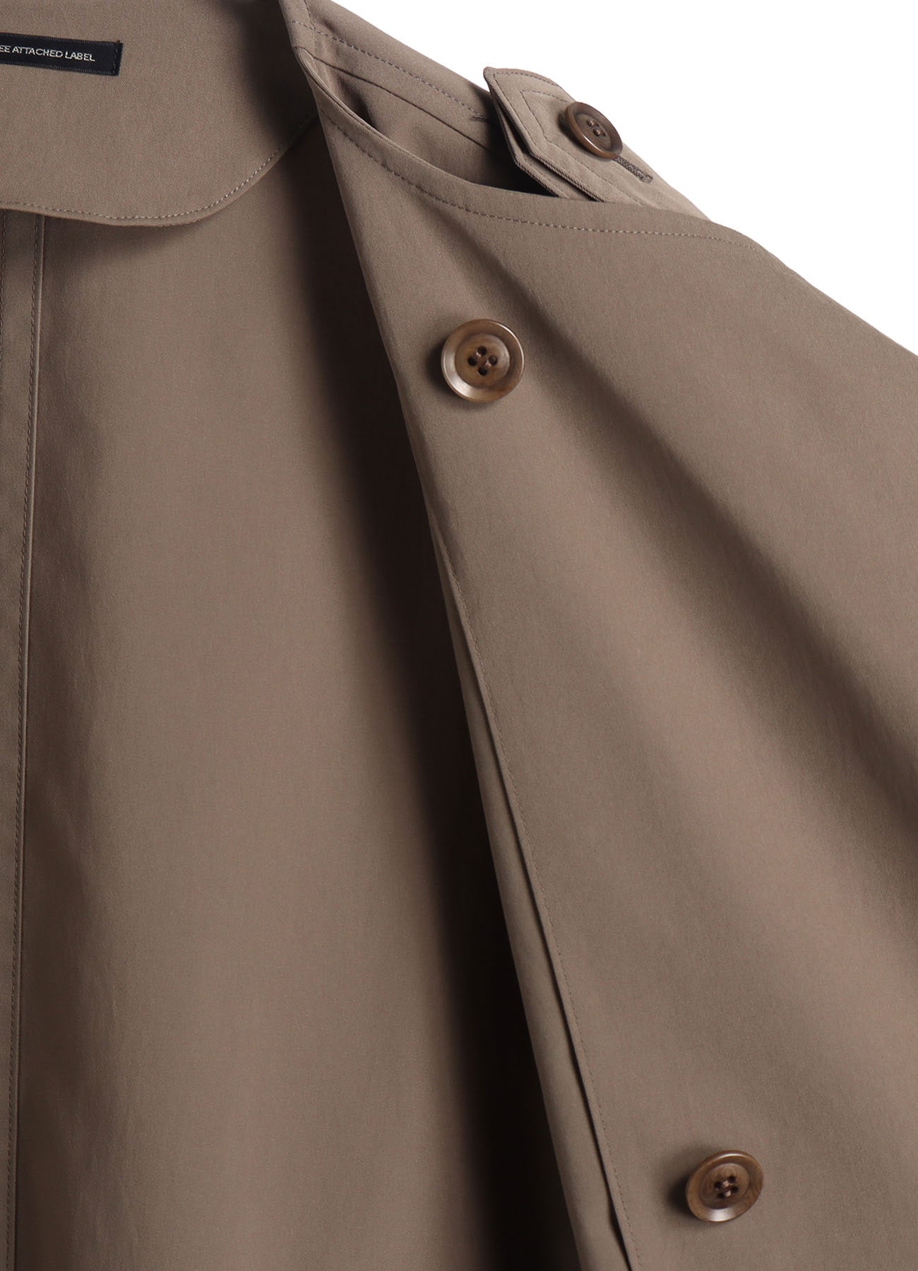 PE TWILL WATER REPELLENT COLLARLESS TRENCH COAT