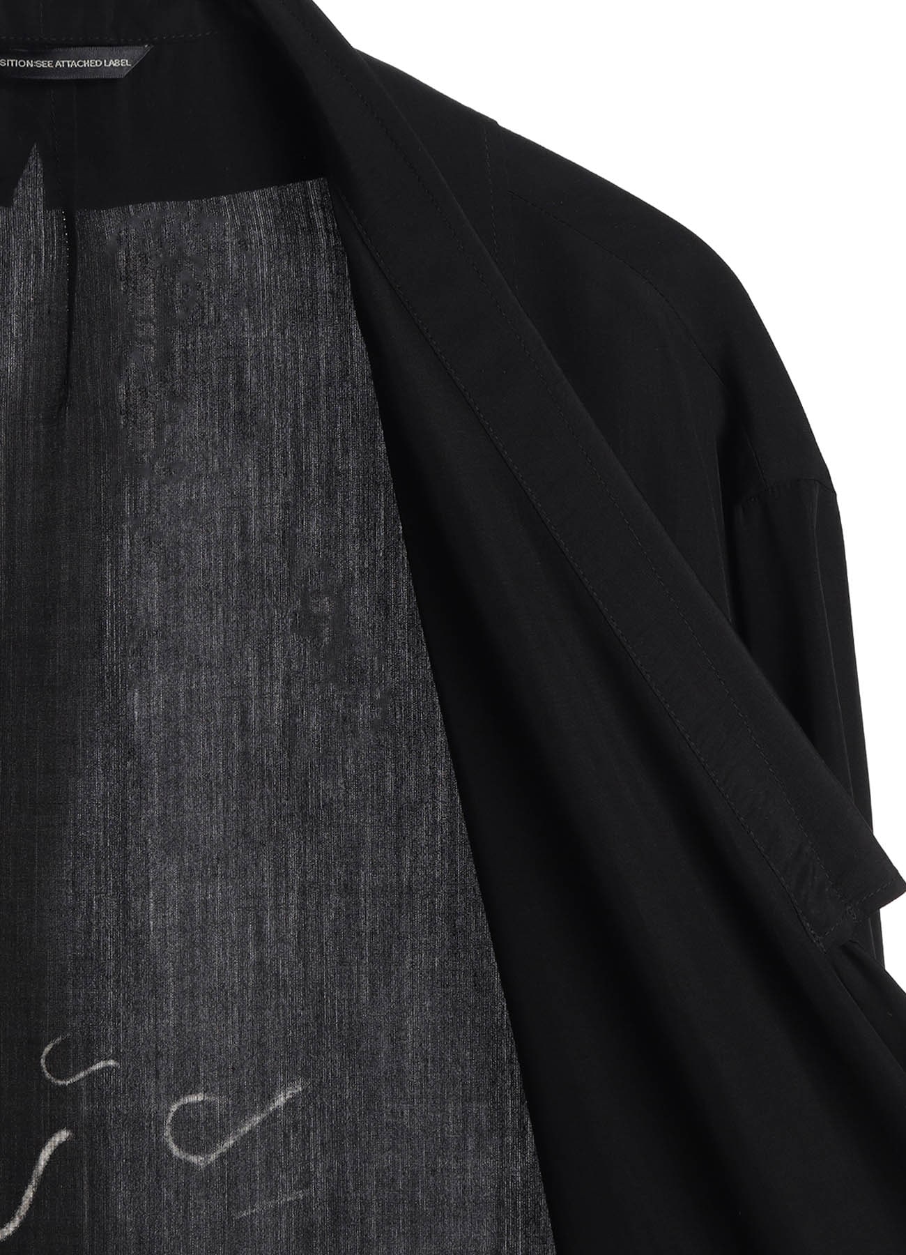 CUPRO DUNGAREE "Y" PRINT BIG-COLLAR COAT