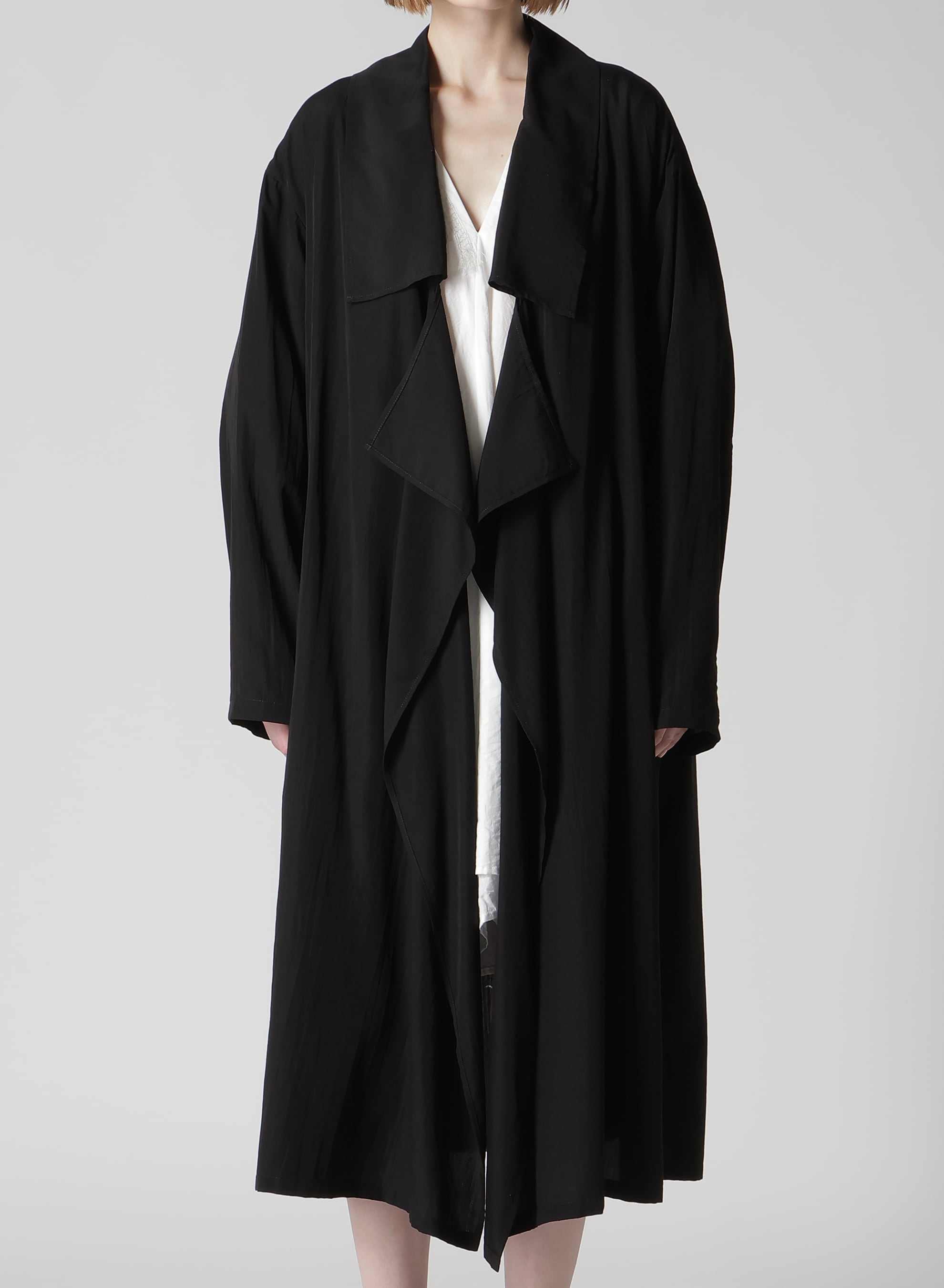 CUPRO DUNGAREE "Y" PRINT BIG-COLLAR COAT