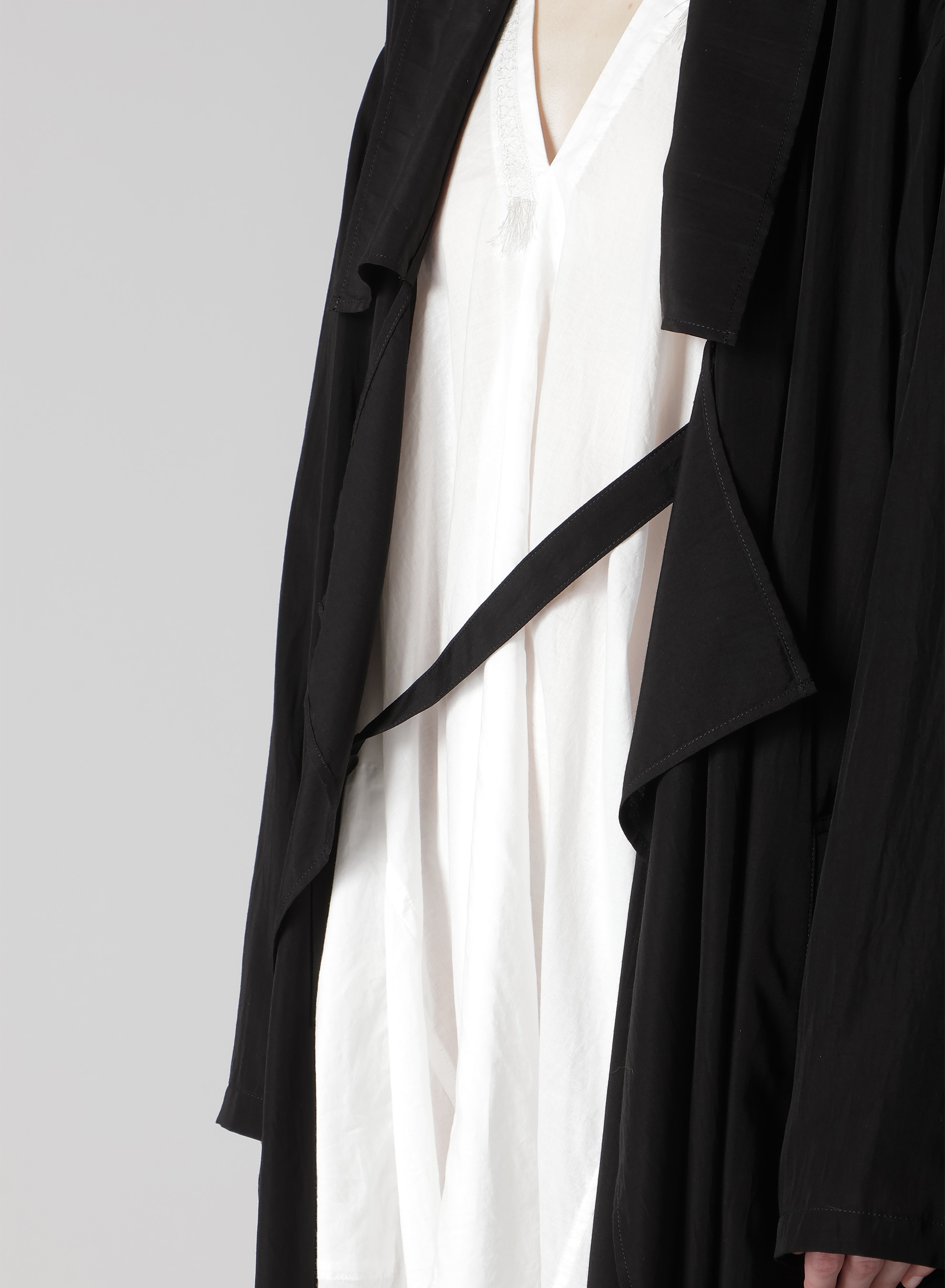 CUPRO DUNGAREE "Y" PRINT BIG-COLLAR COAT