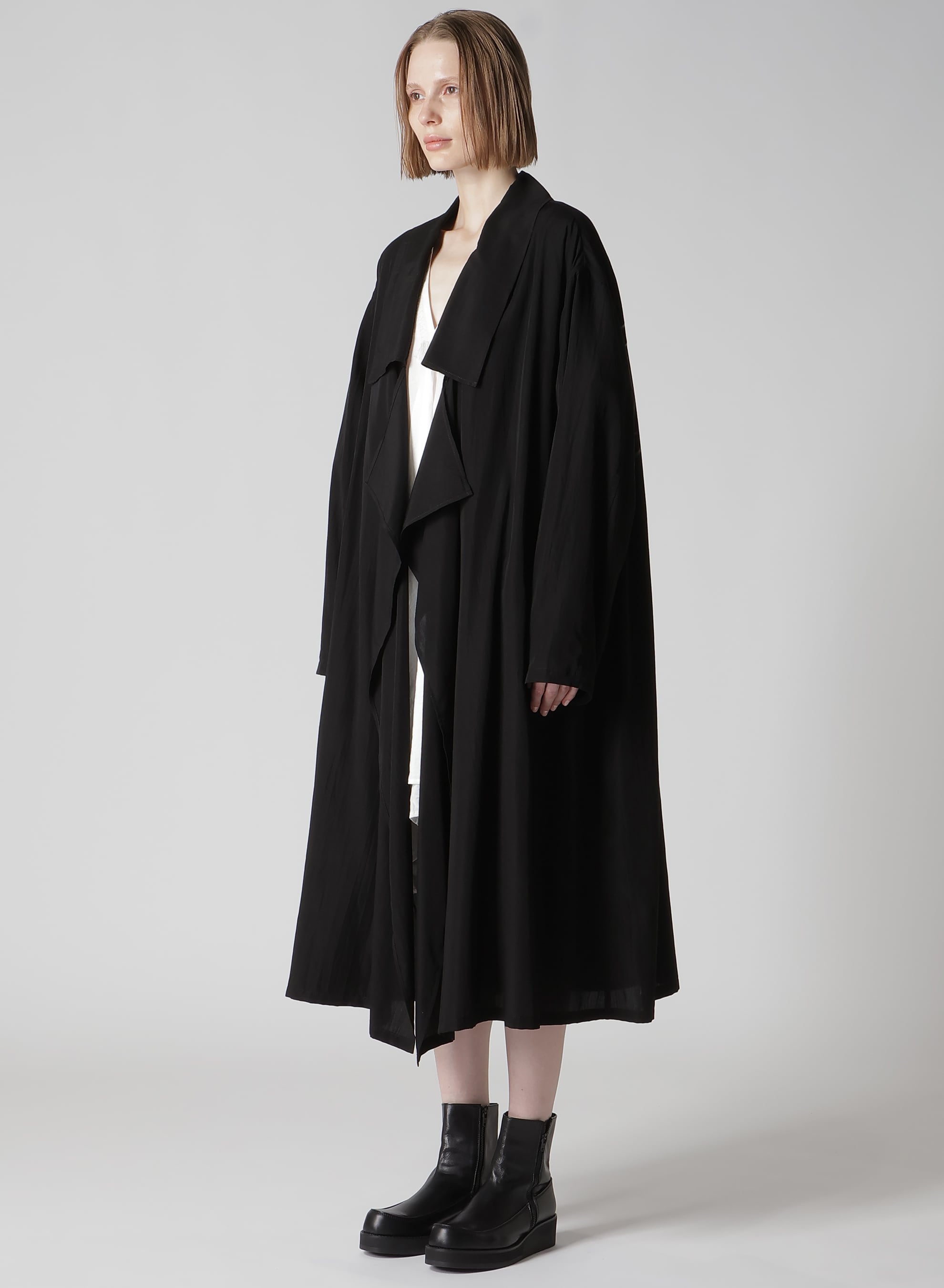 CUPRO DUNGAREE "Y" PRINT BIG-COLLAR COAT