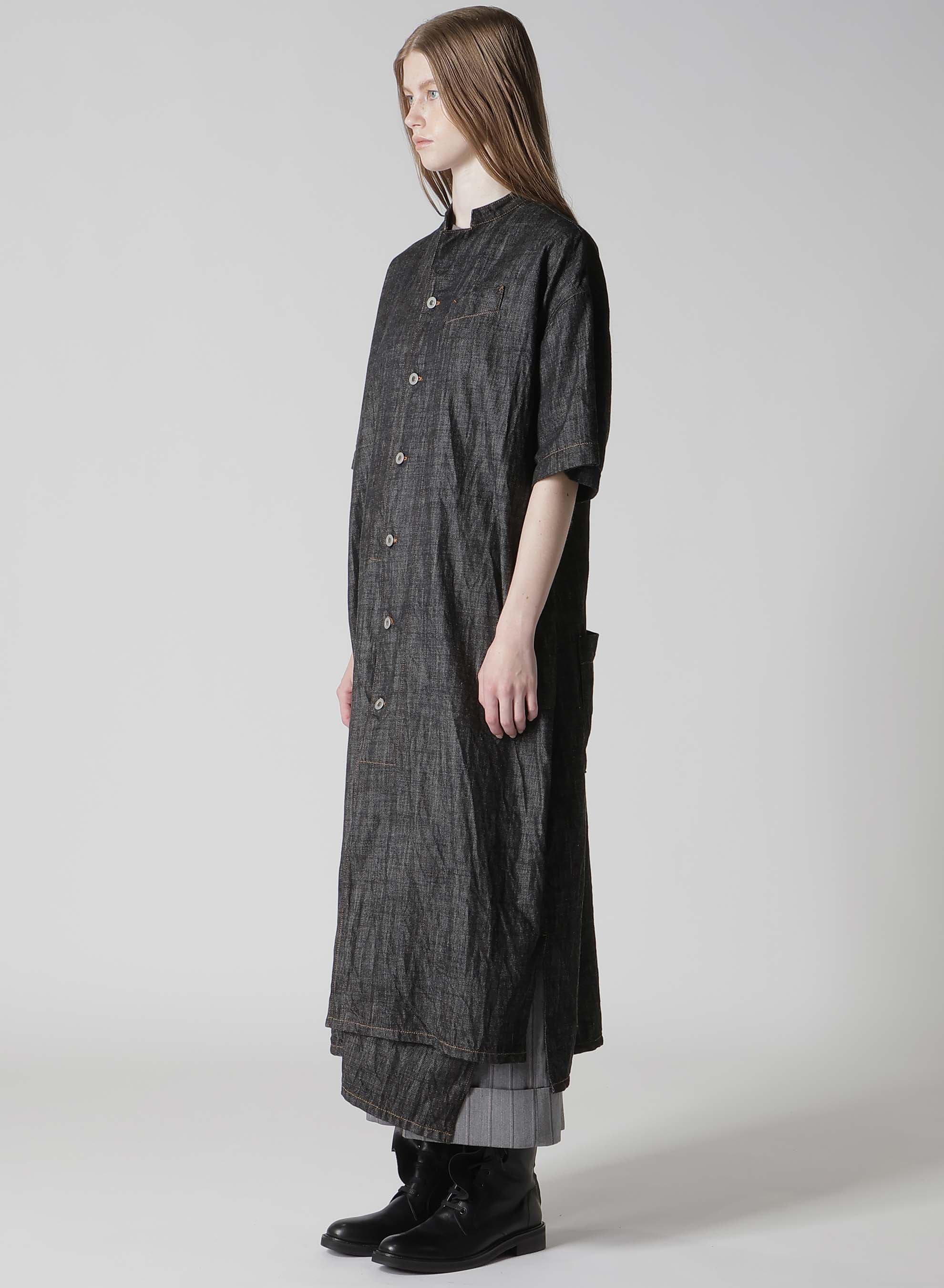 8OZ DENIM HALF SLEEEVE BOX SHIRT DRESS