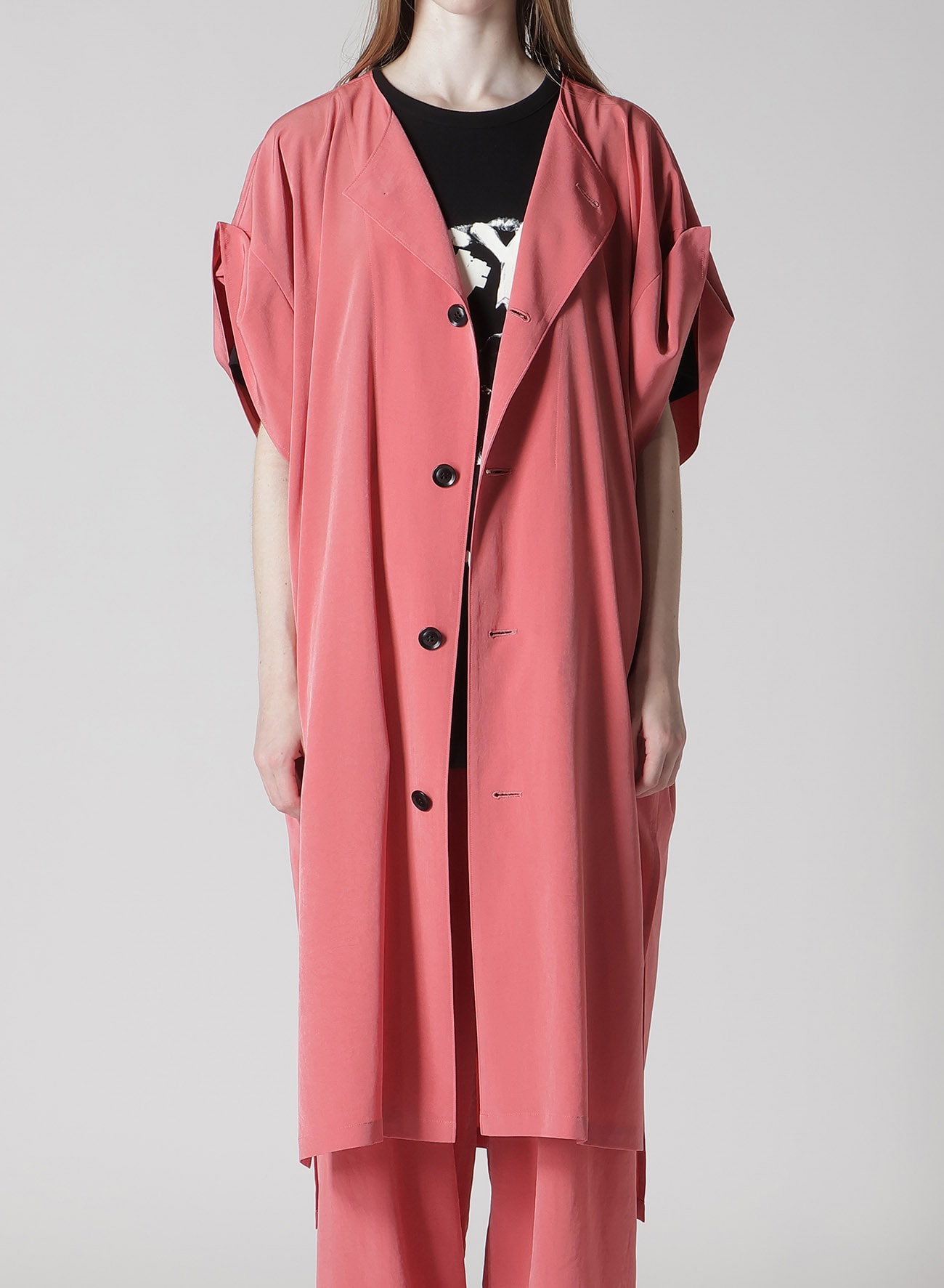 TA/PE CREPE DE CHINE ROLLED UP SLEEVE DRESS