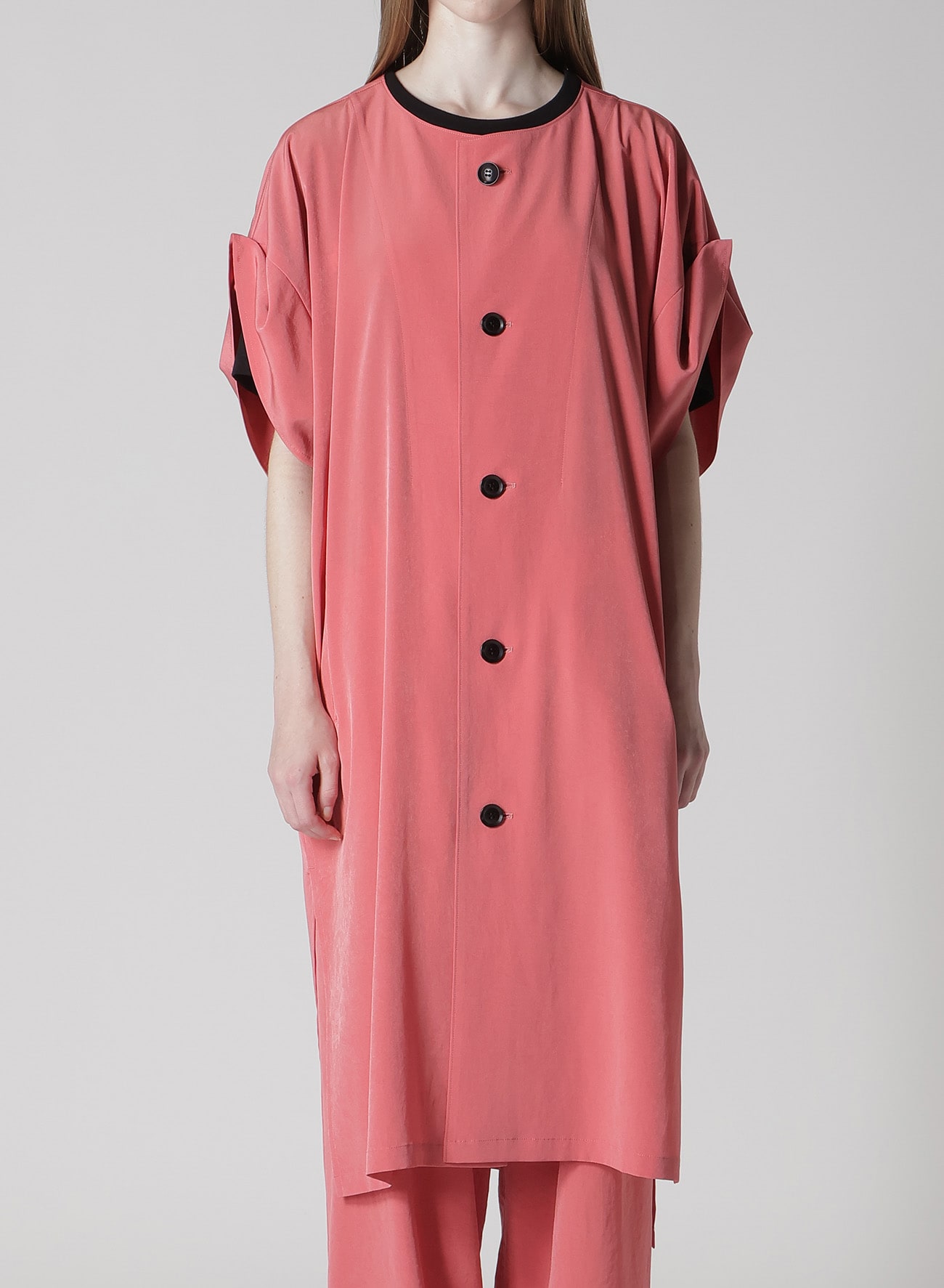 TA/PE CREPE DE CHINE ROLLED UP SLEEVE DRESS