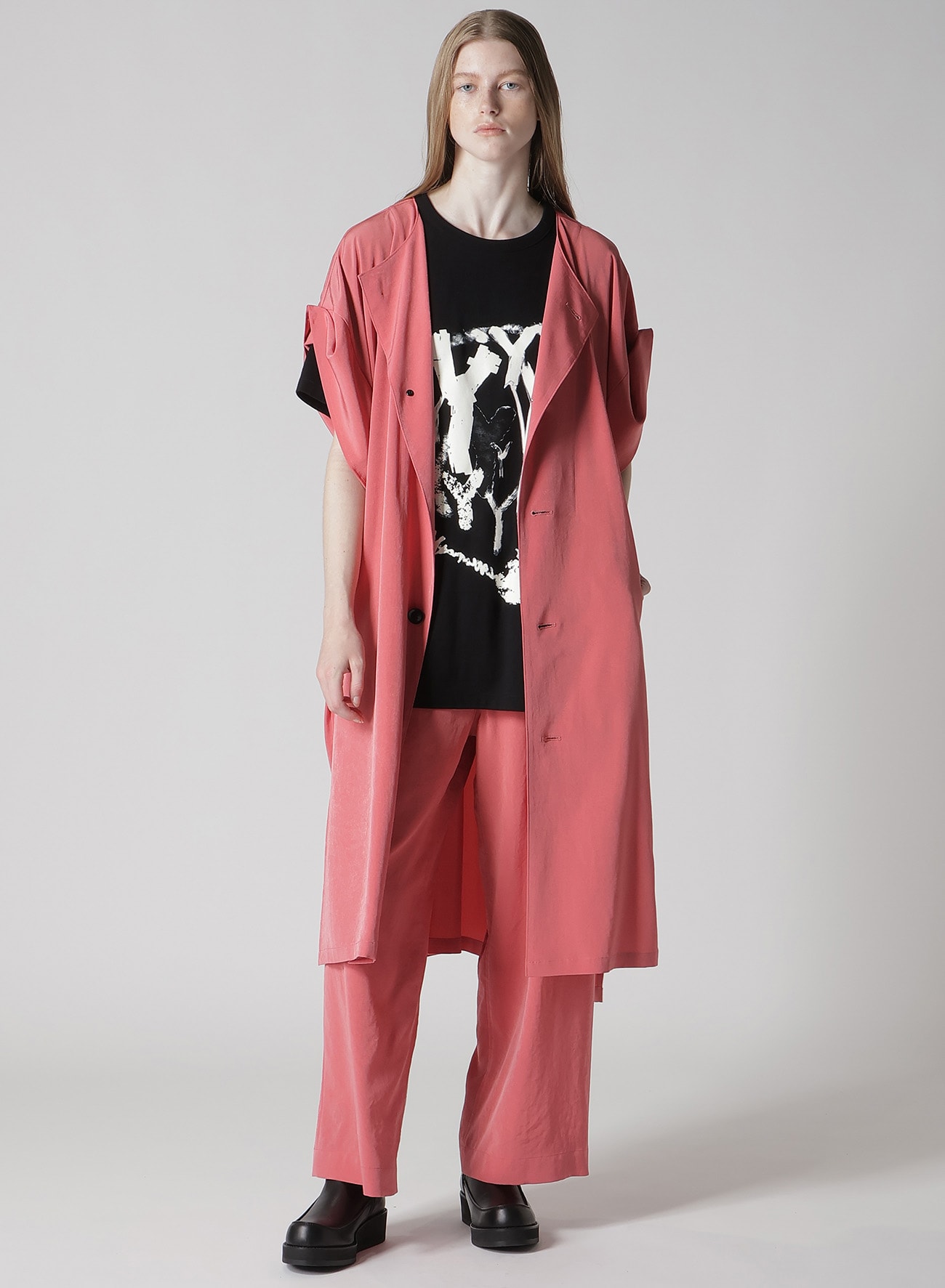 TA/PE CREPE DE CHINE ROLLED UP SLEEVE DRESS