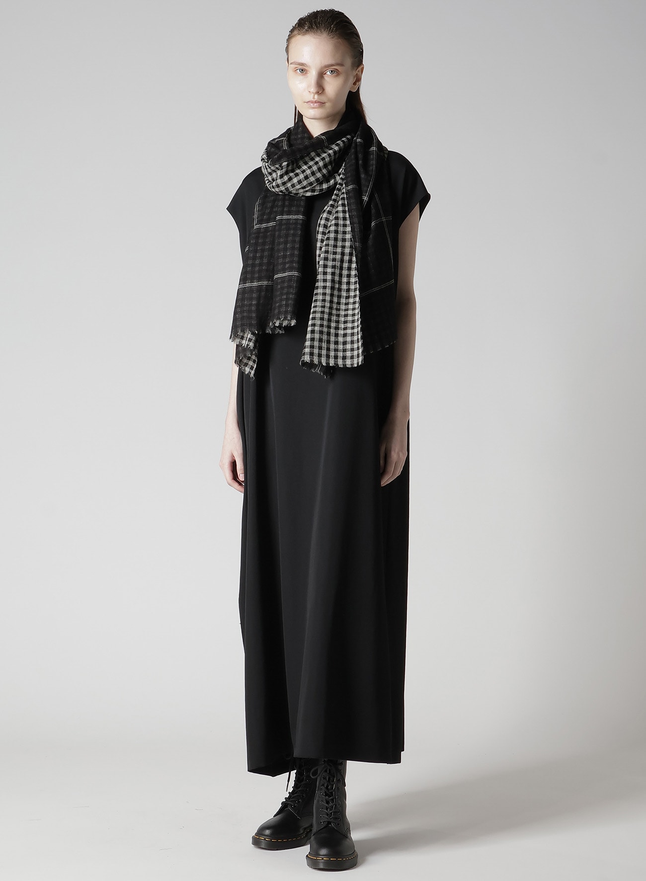 WOOL GABARDINE RIGHT SIDE GATHERED DRESS