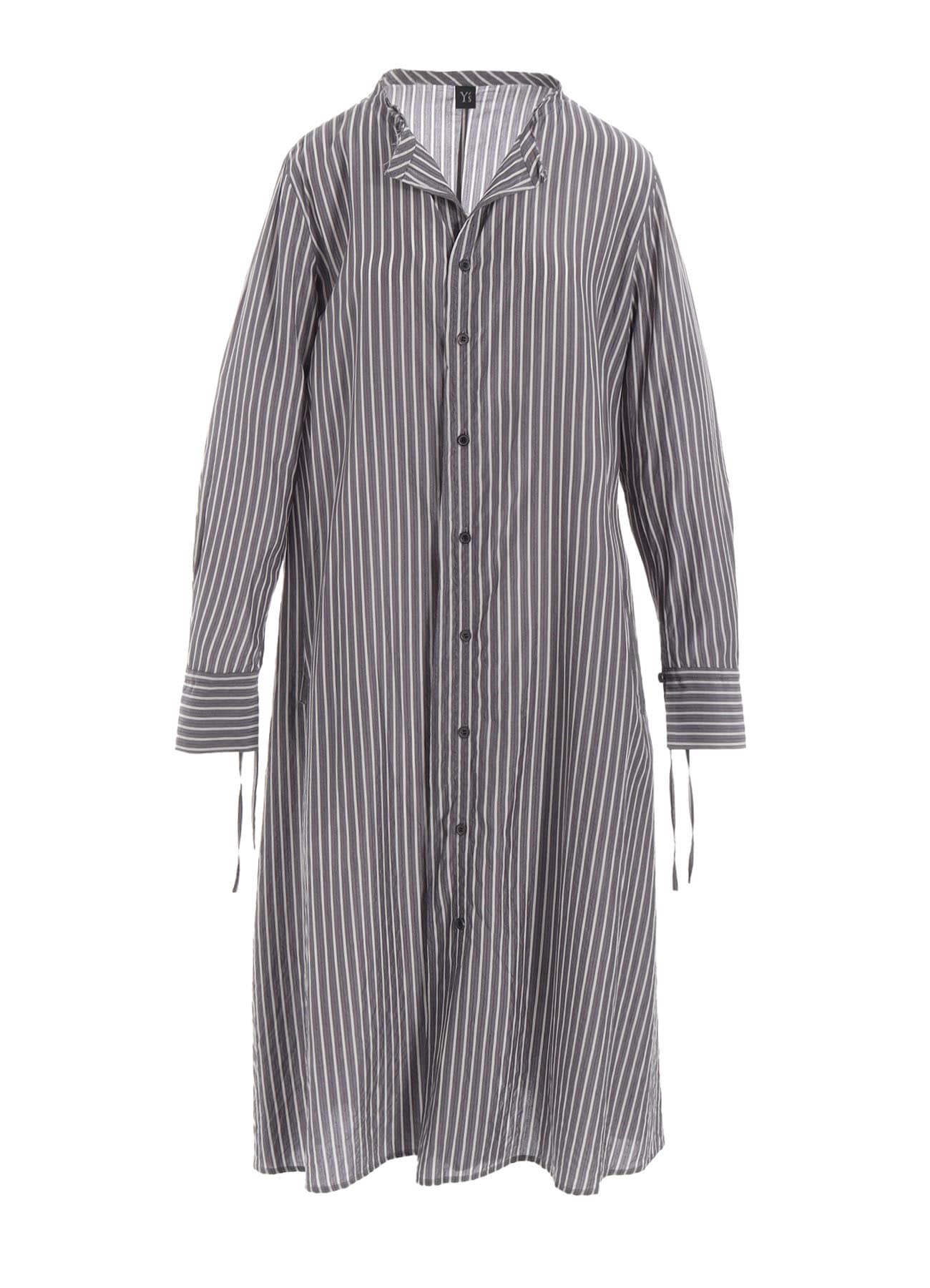 CELLULOSE STRIPE COLLARLESS A-LINE DRESS