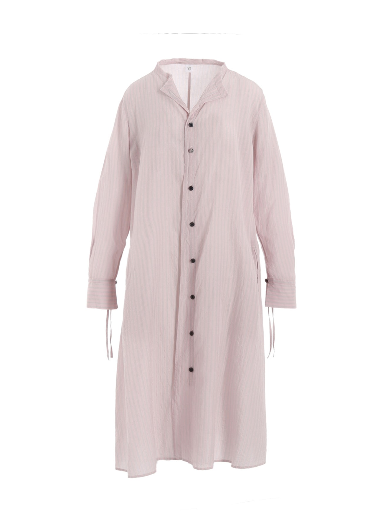 CELLULOSE STRIPE COLLARLESS A-LINE DRESS