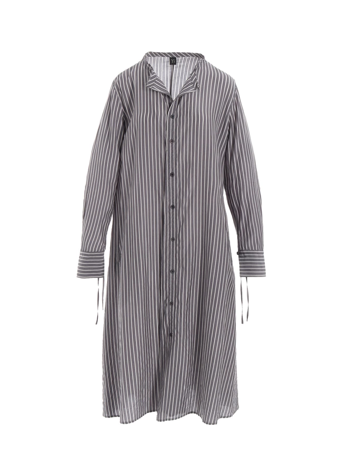 CELLULOSE STRIPE COLLARLESS A-LINE DRESS