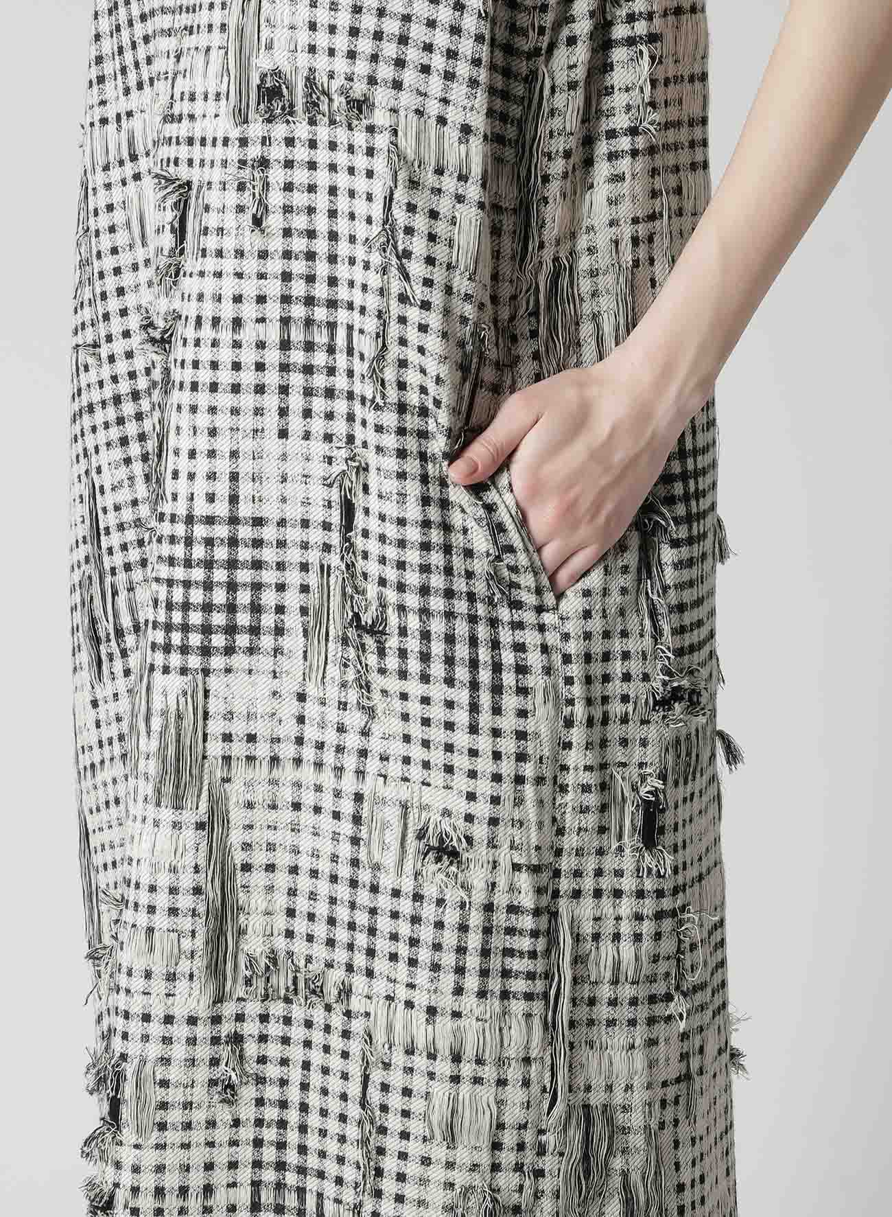 DAMAGED GINGHAM JACQUARD DRESS