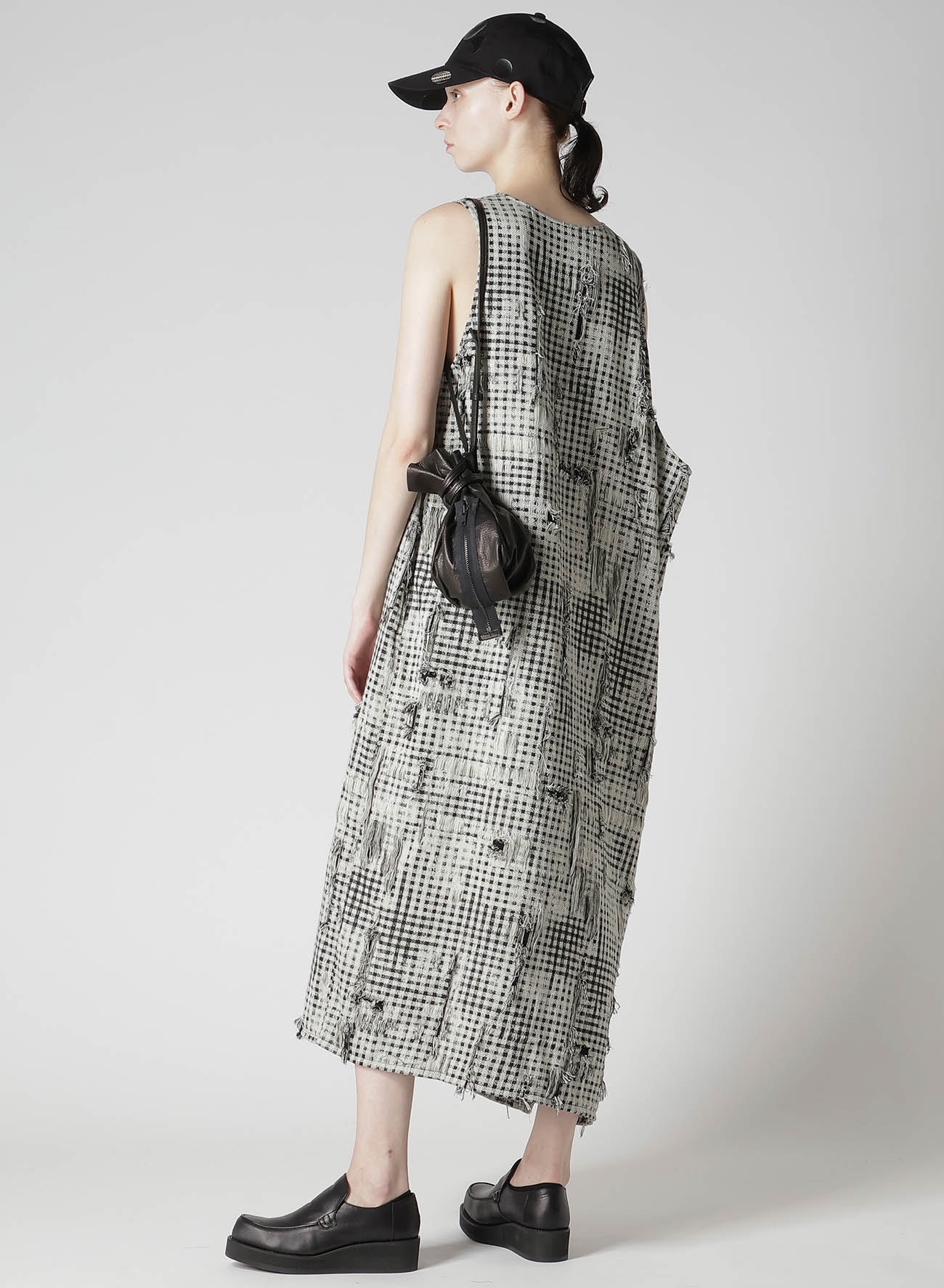 DAMAGED GINGHAM JACQUARD DRESS