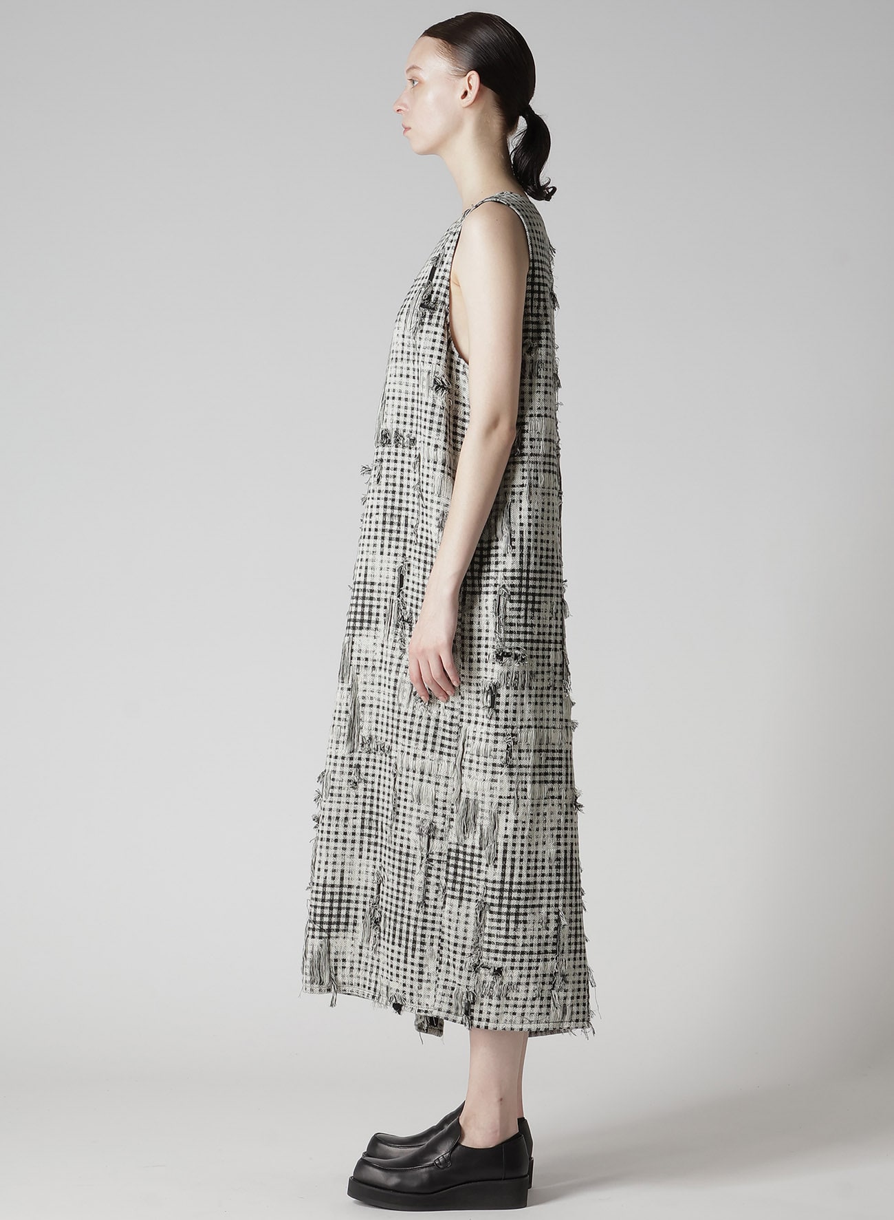 DAMAGED GINGHAM JACQUARD DRESS