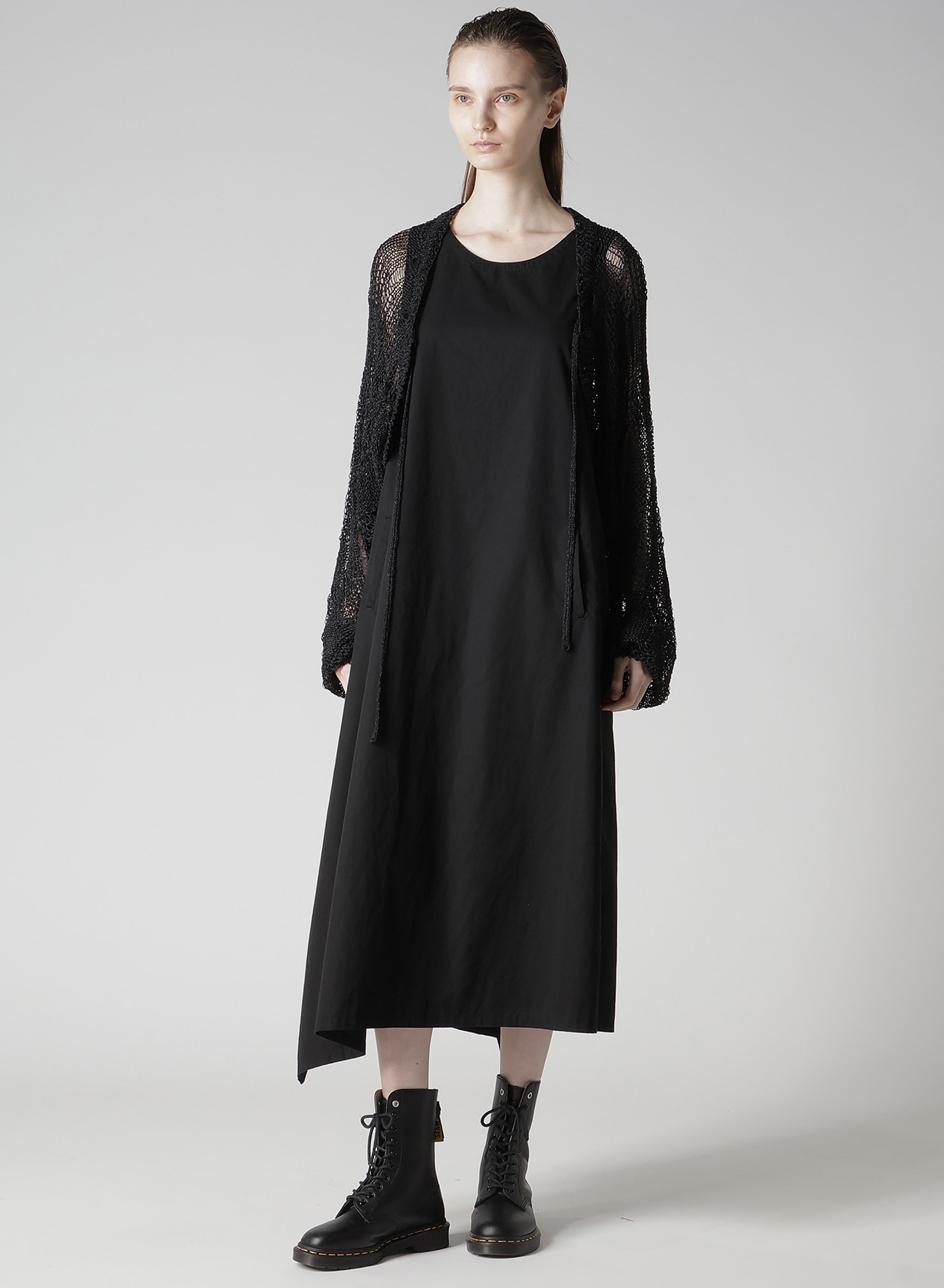 COTTON TWILL BACK CROSSED PULLOVER DRESS