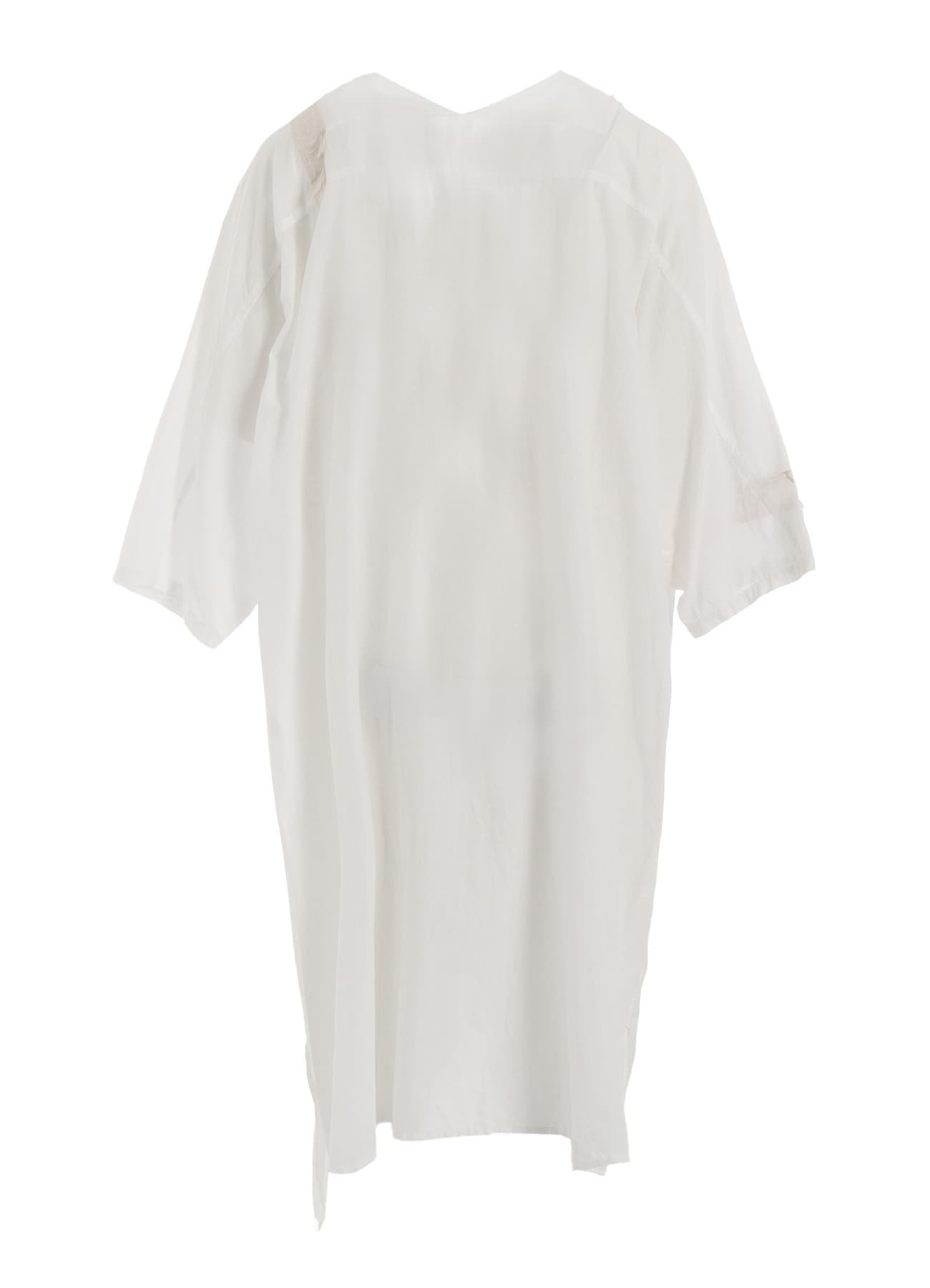 COTTON LAWN ARRANGED SLEEVE V NECK DRESS