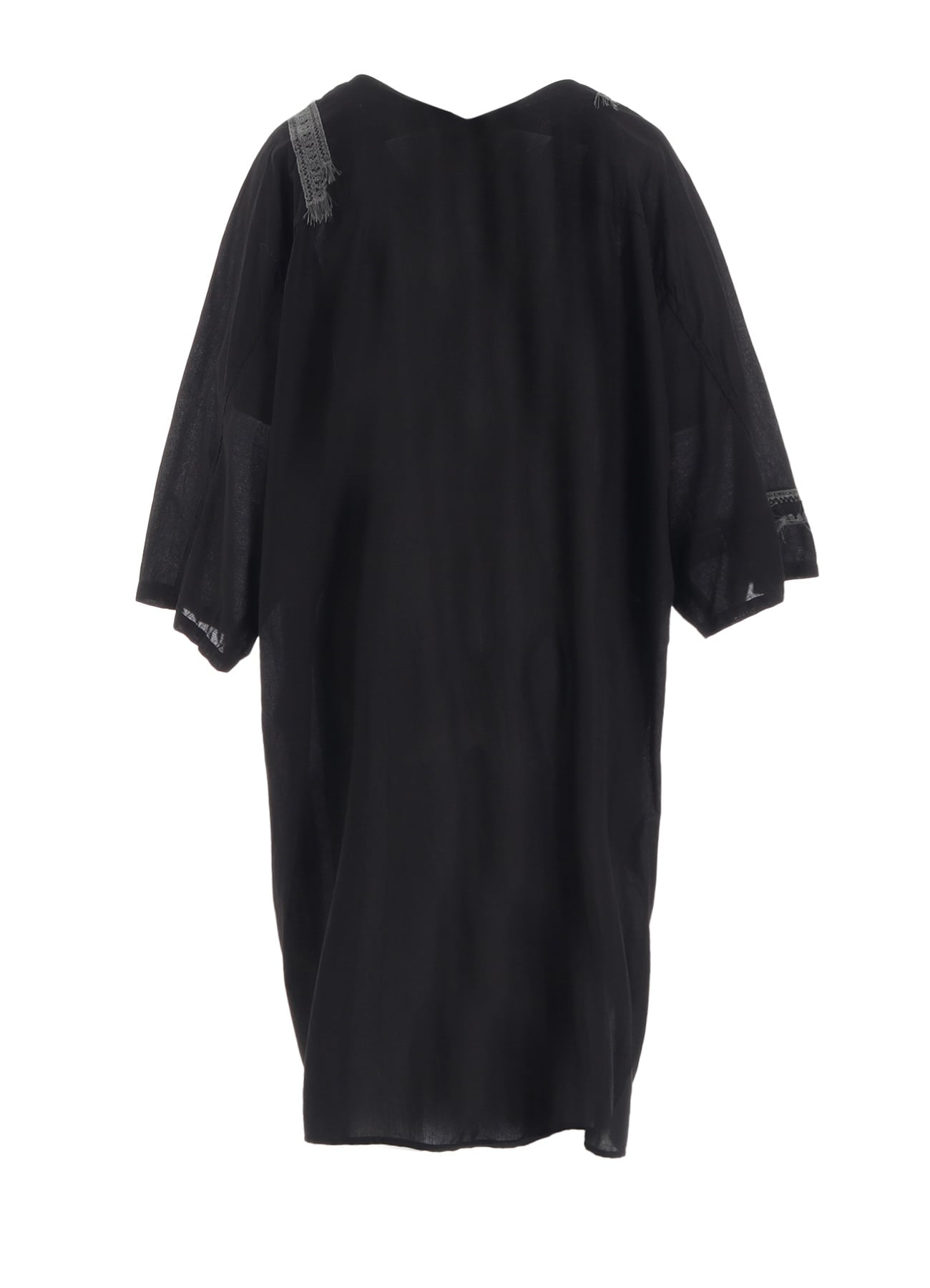 COTTON LAWN ARRANGED SLEEVE V NECK DRESS