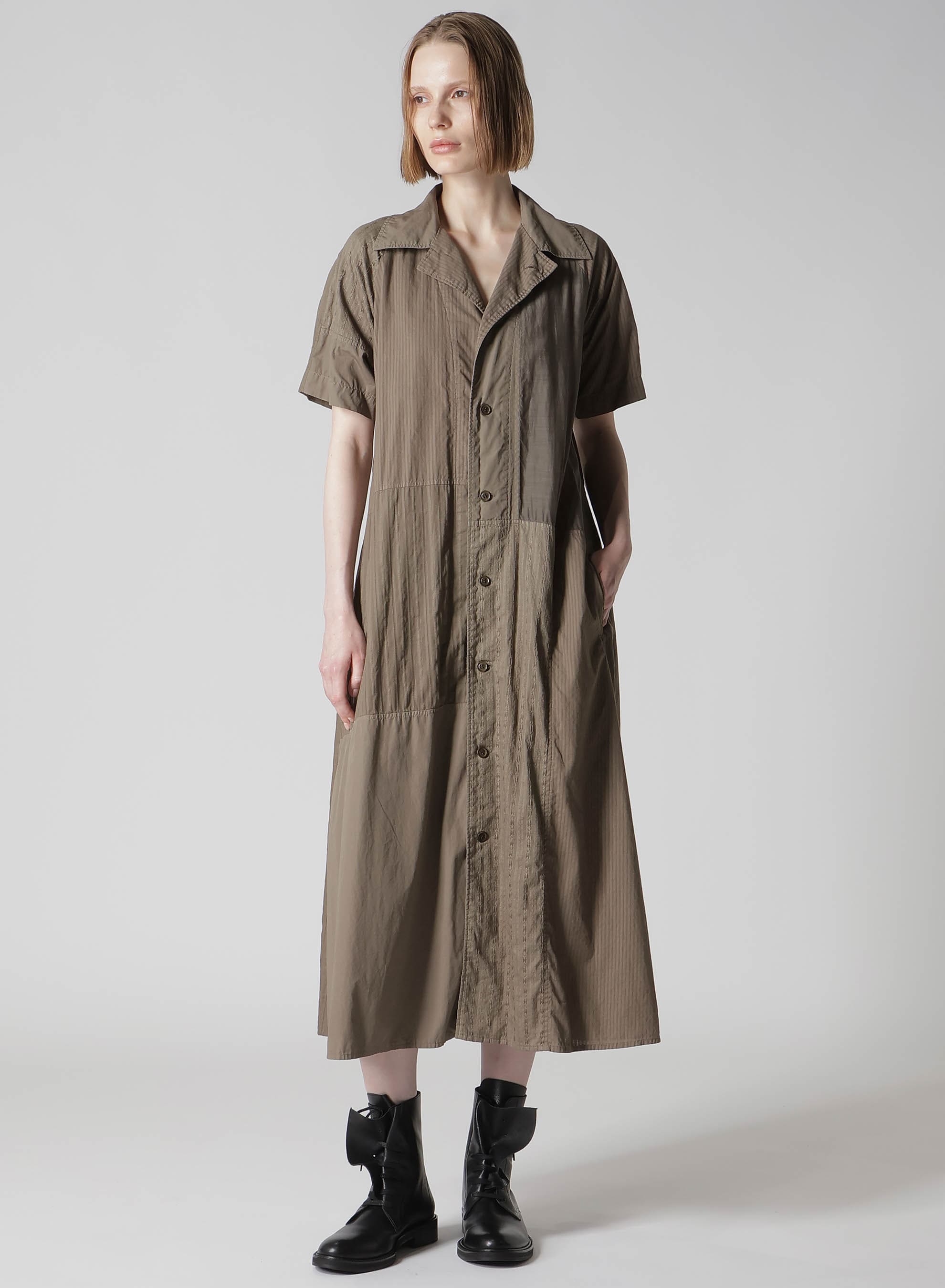 PATCHWORK A-LINE LONG DRESS