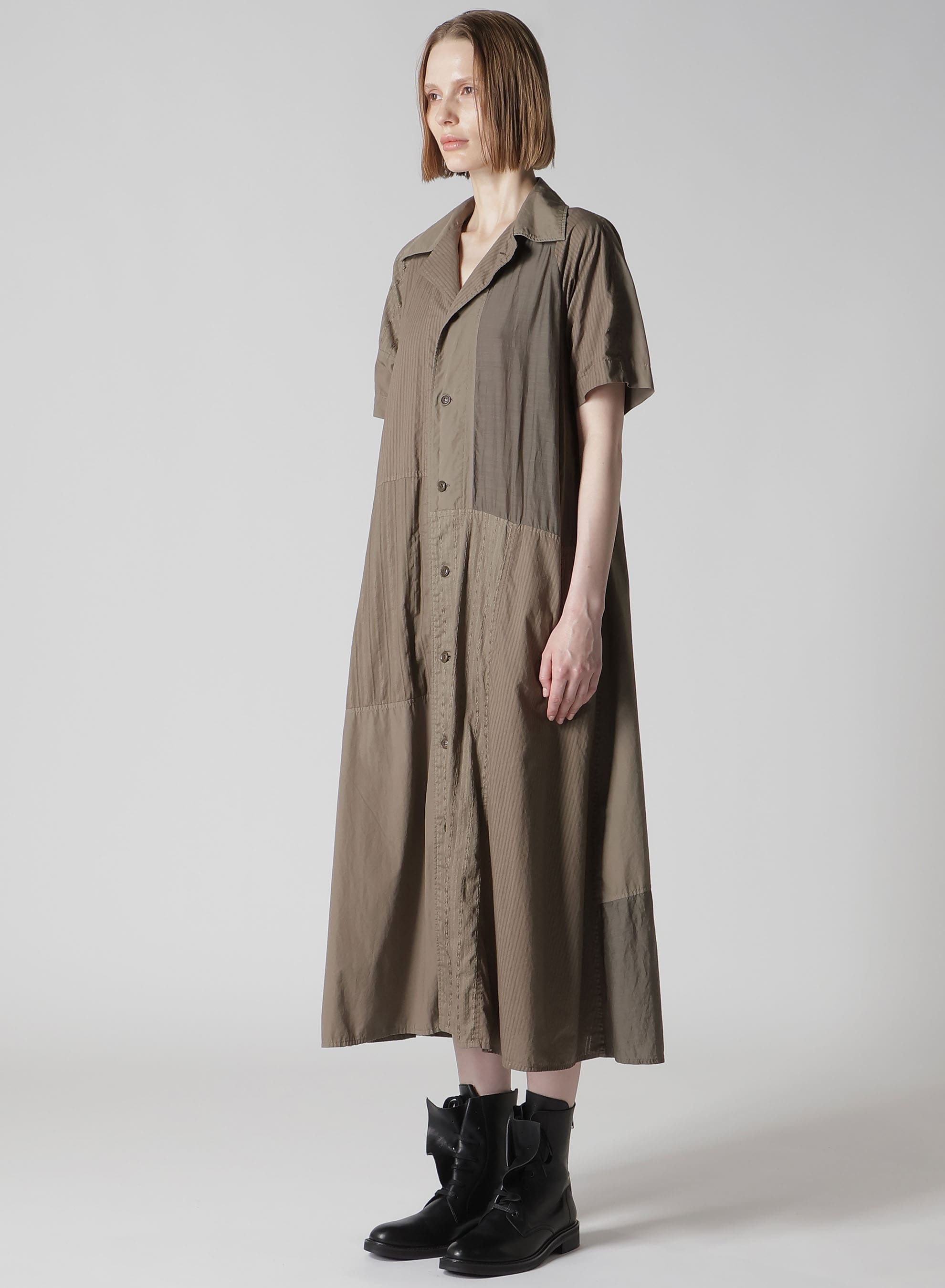 PATCHWORK A-LINE LONG DRESS