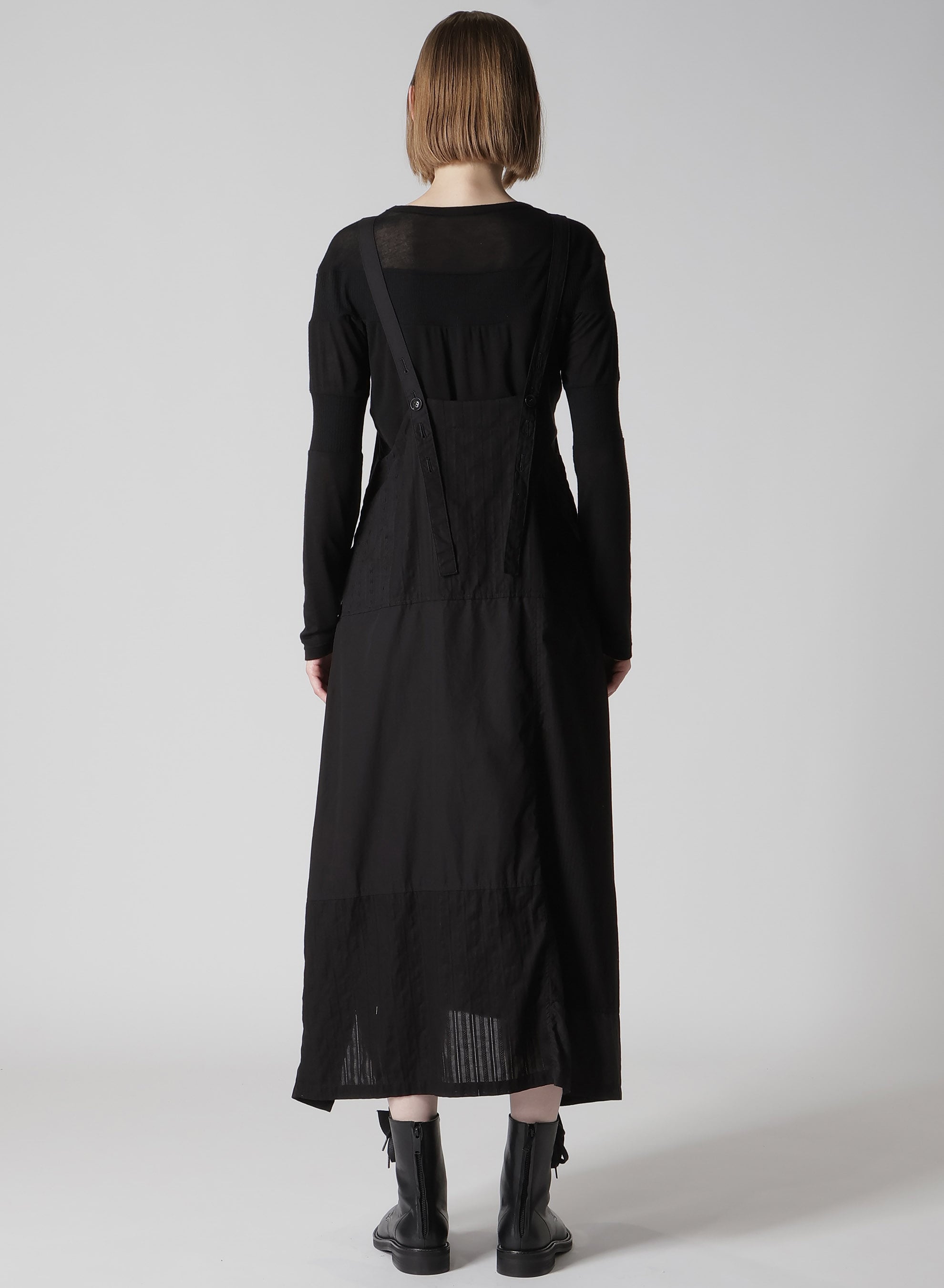 PATCHWORK TUCK SHOULDER STRAP DRESS