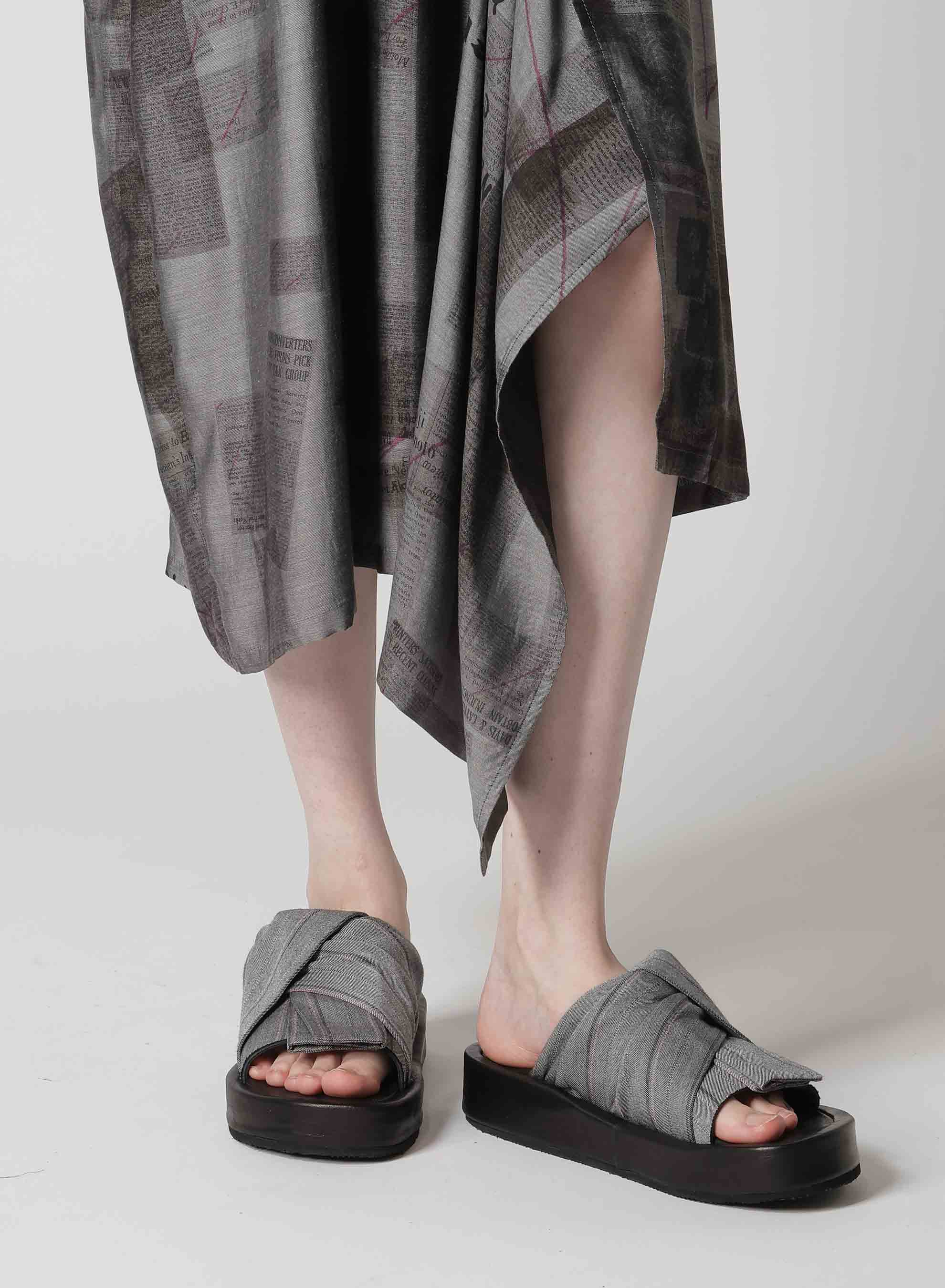 CUPRO DUNGAREE TWILL NEWSPAPER PRINT SHIRT DRESS