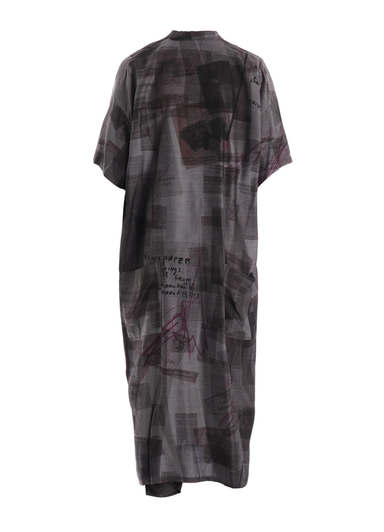 CUPRO DUNGAREE TWILL NEWSPAPER PRINT SHIRT DRESS