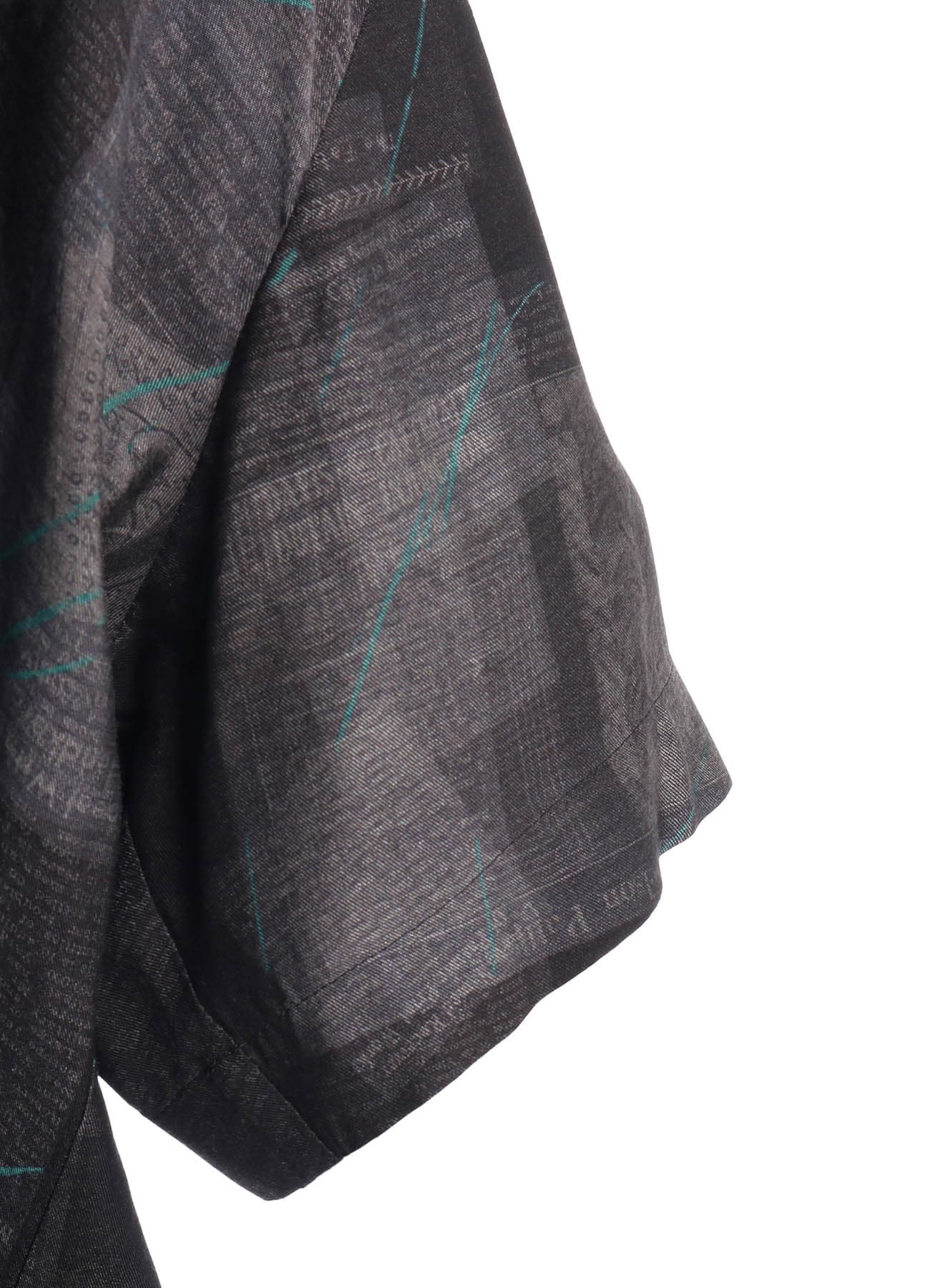 CUPRO DUNGAREE TWILL NEWSPAPER PRINT SHIRT DRESS