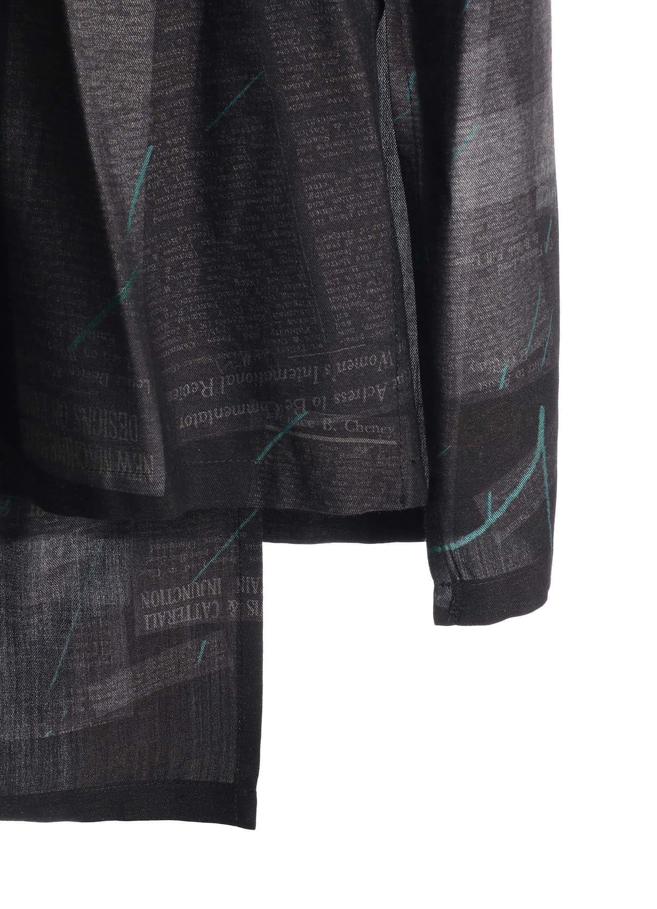 CUPRO DUNGAREE TWILL NEWSPAPER PRINT SHIRT DRESS