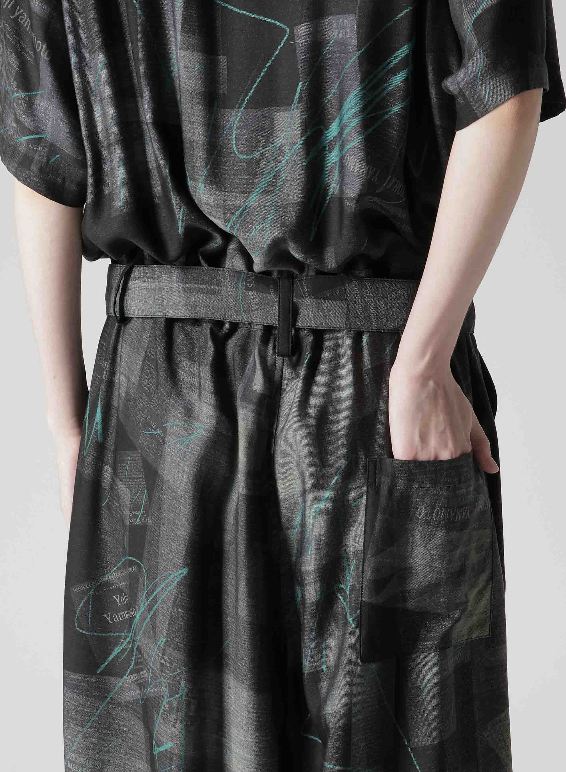 CUPRO DUNGAREE TWILL NEWSPAPER PRINT OVERALLS