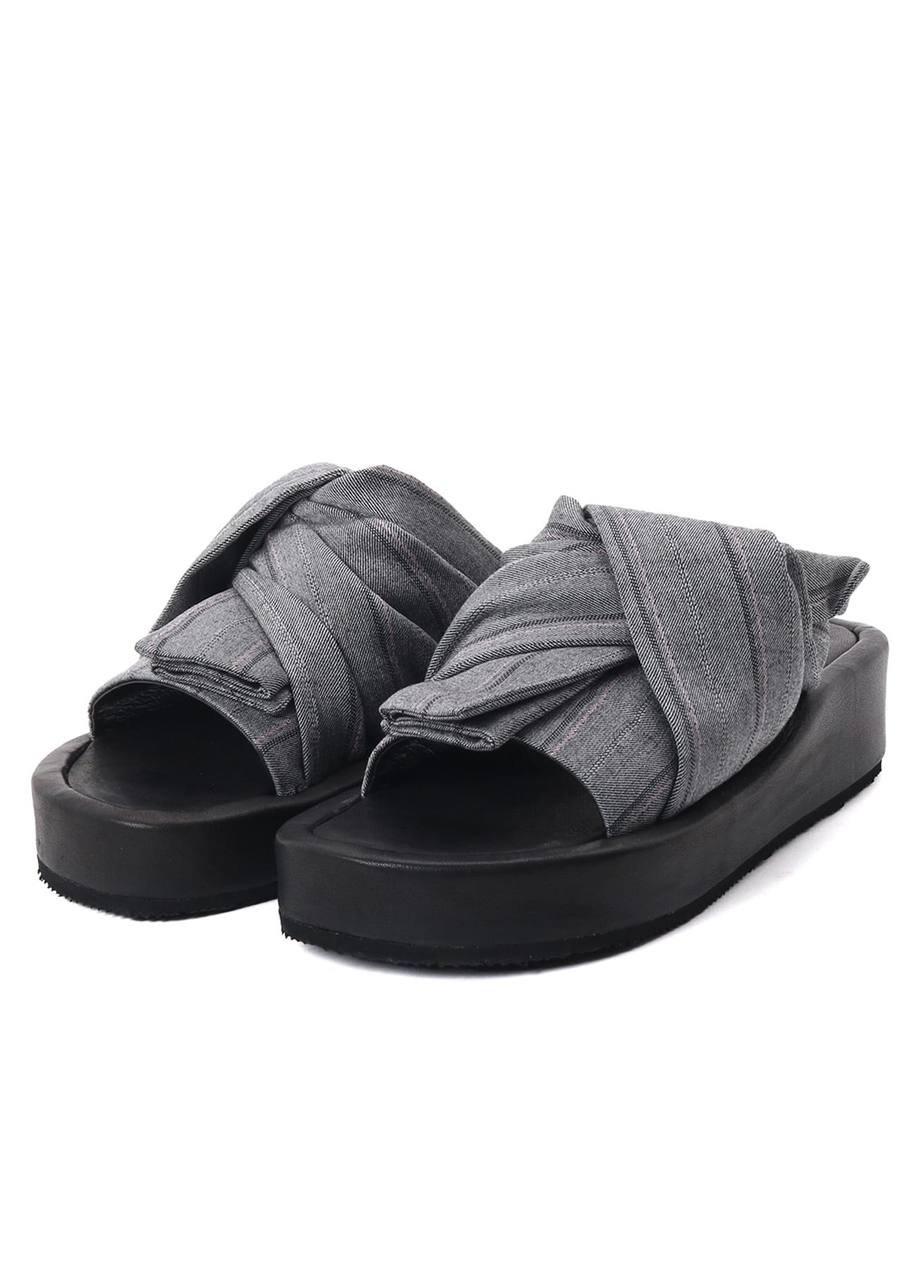 RAYON STRIPE/LEATHER COMBI SOLE SANDALS