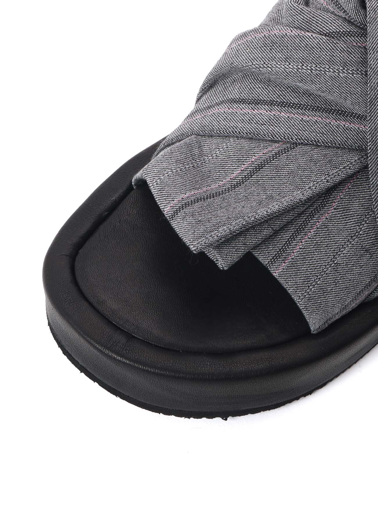 RAYON STRIPE/LEATHER COMBI SOLE SANDALS