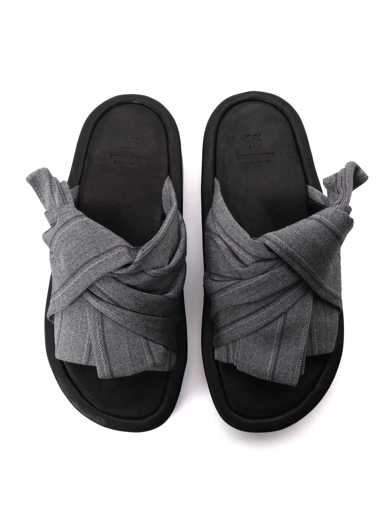 RAYON STRIPE/LEATHER COMBI SOLE SANDALS