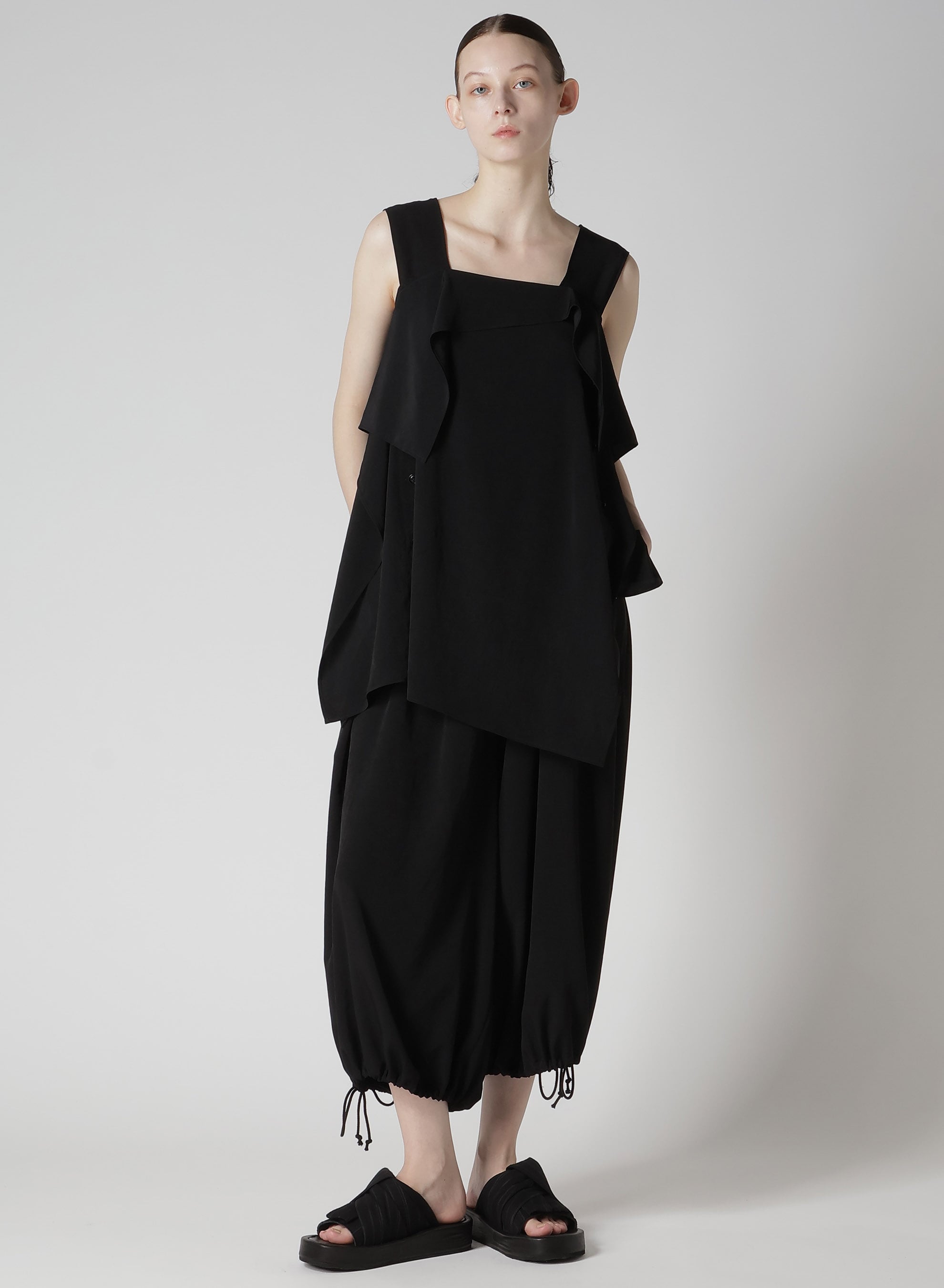 RAYON STRIPE/LEATHER COMBI SOLE SANDALS