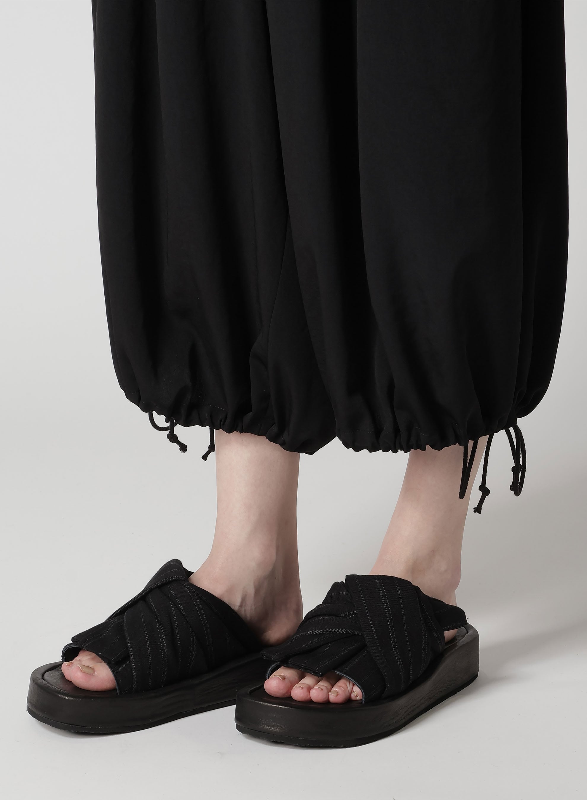 RAYON STRIPE/LEATHER COMBI SOLE SANDALS