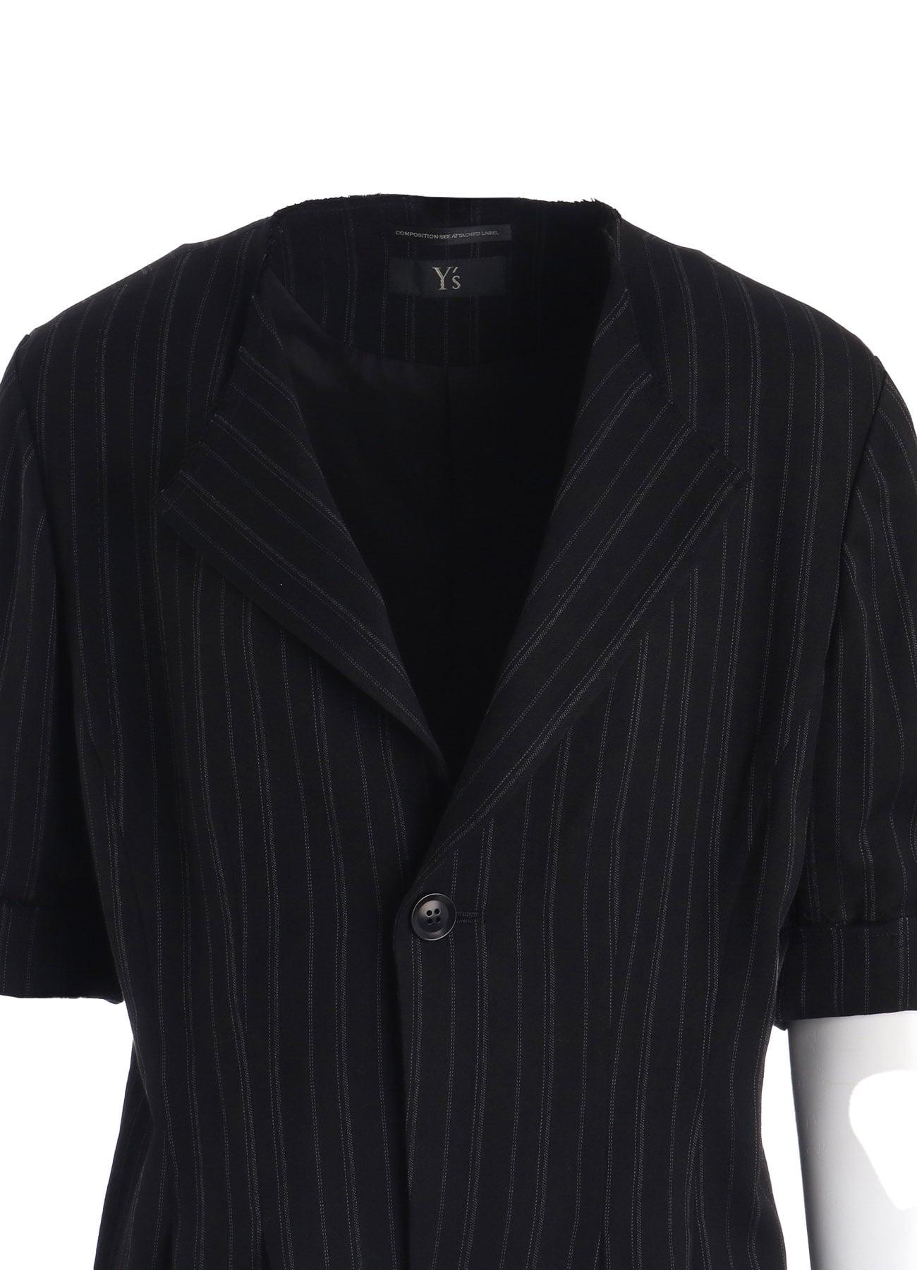 RY/ STRIPE COLLARLESS SHORT JACKET