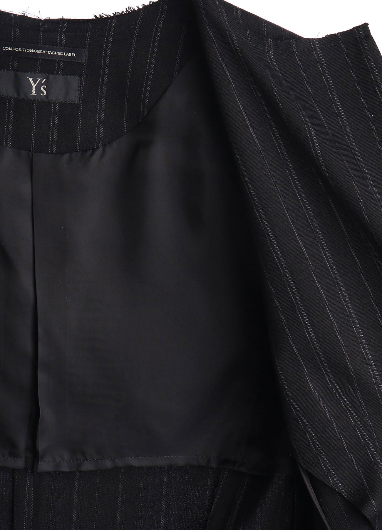 RY/ STRIPE COLLARLESS SHORT JACKET