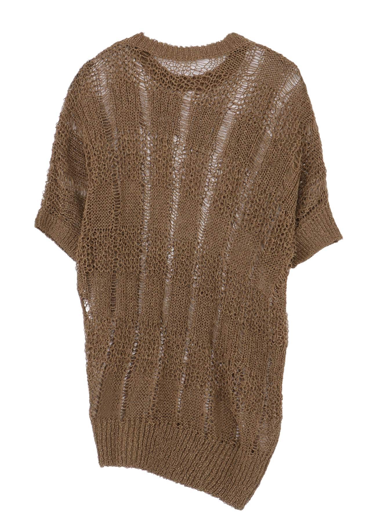 PLAID LOOSE-KNIT ASYMMETRIC DRAPE PULLOVER