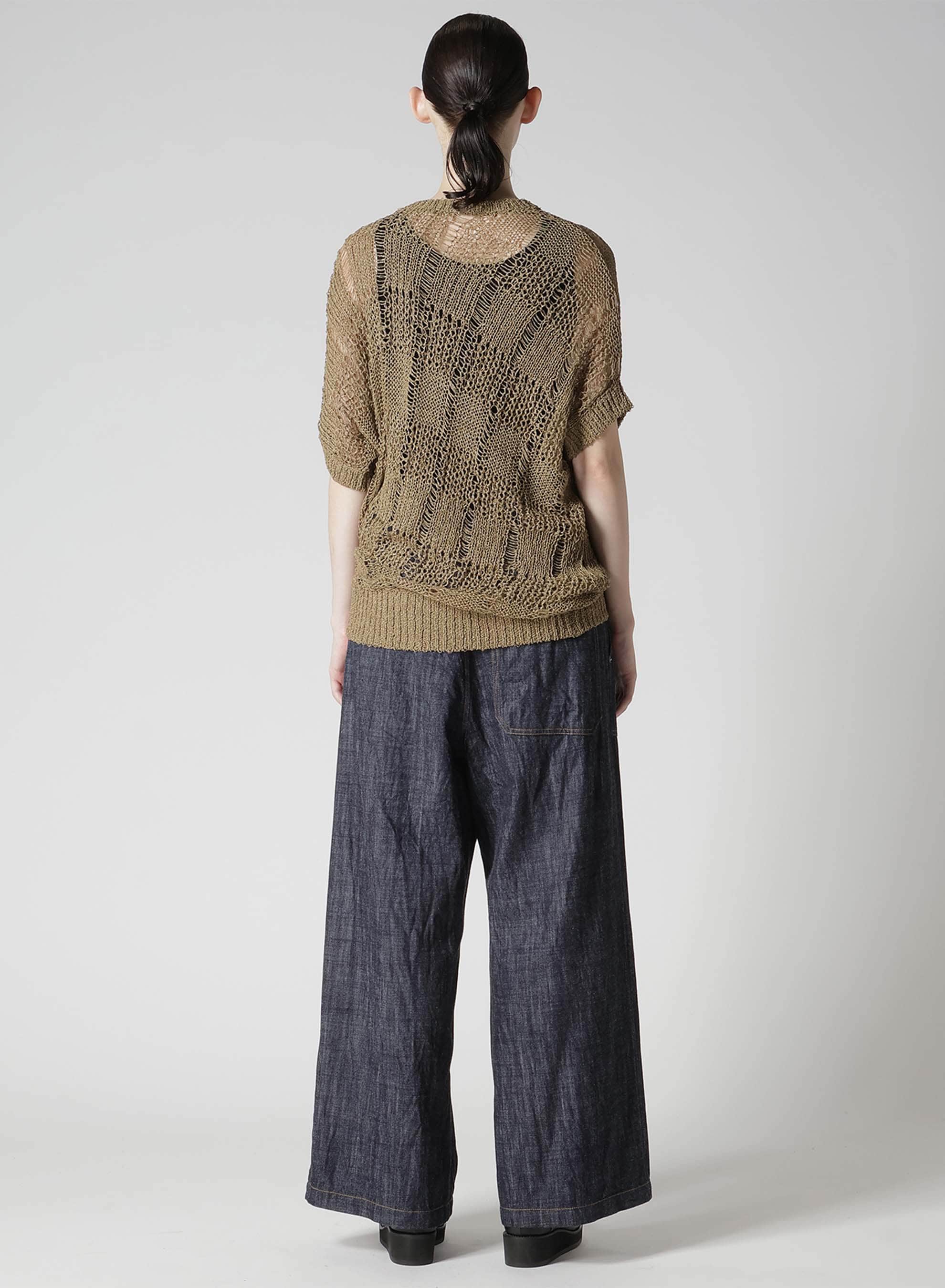 PLAID LOOSE-KNIT ASYMMETRIC DRAPE PULLOVER