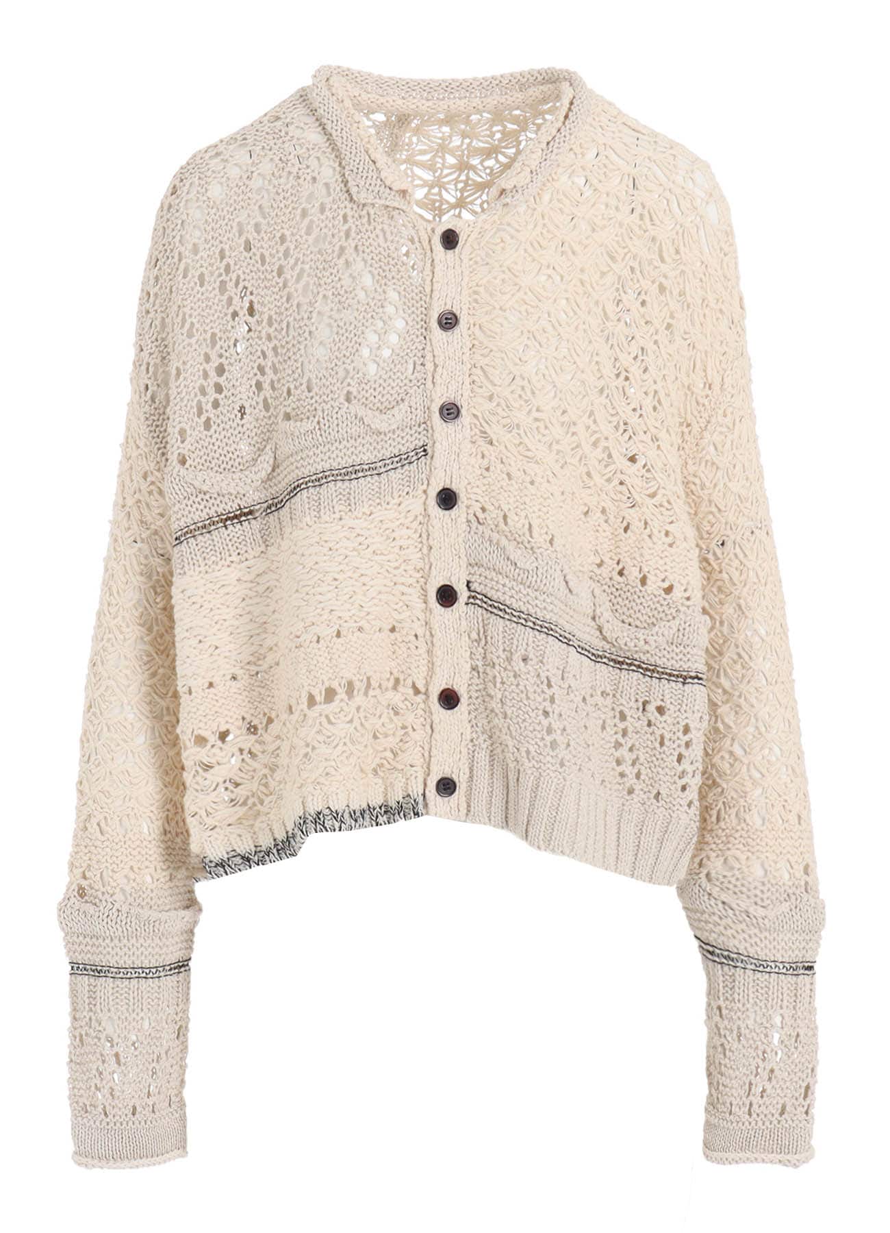 MIXED-MATERIAL CROPPED CARDIGAN