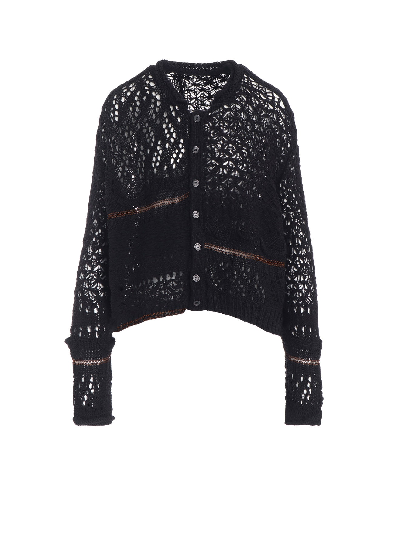 MIXED-MATERIAL CROPPED CARDIGAN