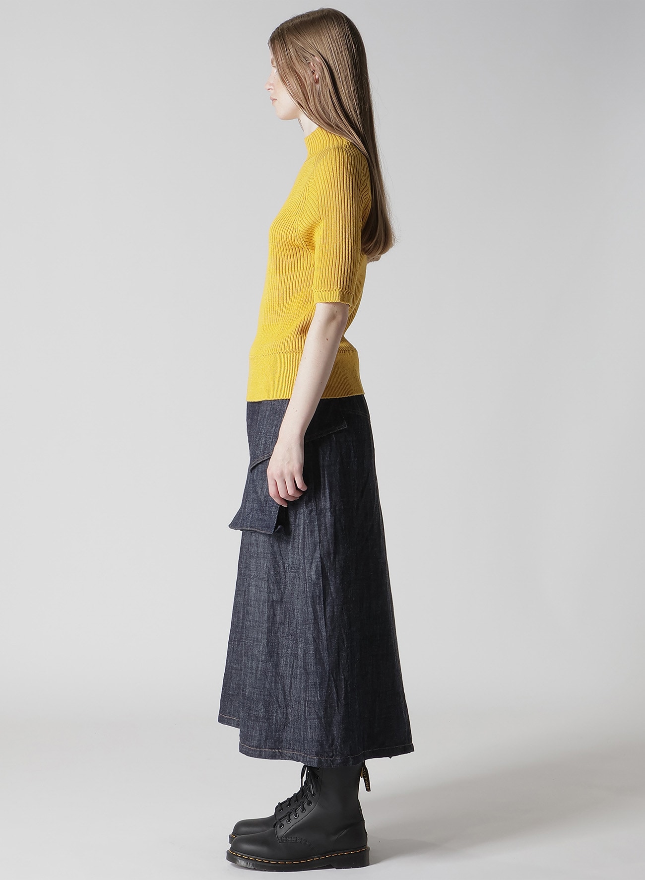 RIB EYELET HALF-SLEEVE KNIT