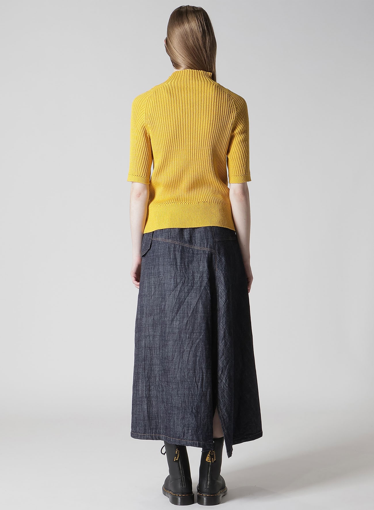 RIB EYELET HALF-SLEEVE KNIT