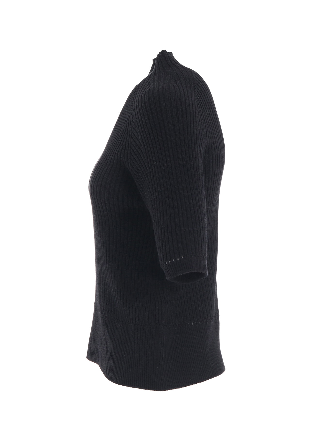 RIB EYELET HALF-SLEEVE KNIT