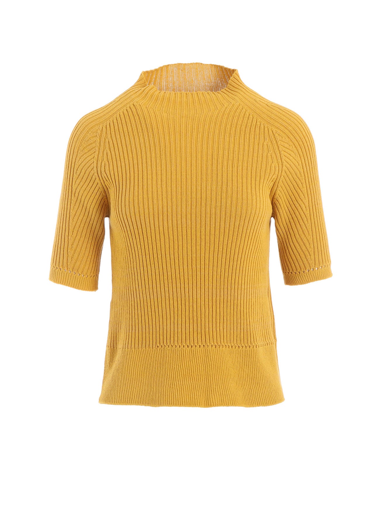 RIB EYELET HALF-SLEEVE KNIT