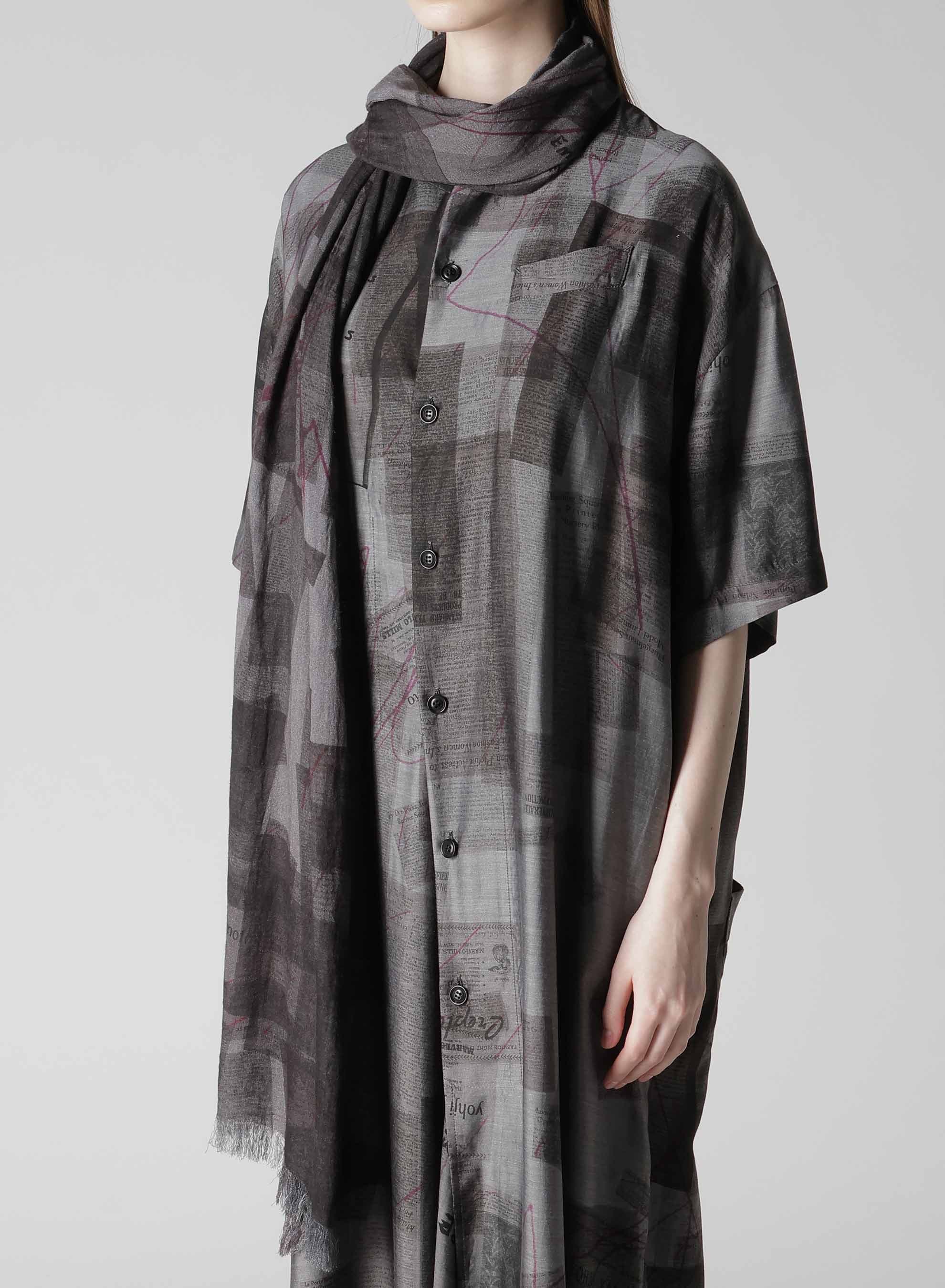 RAYON/LINEN NEWSPAPER PRINT SCARF