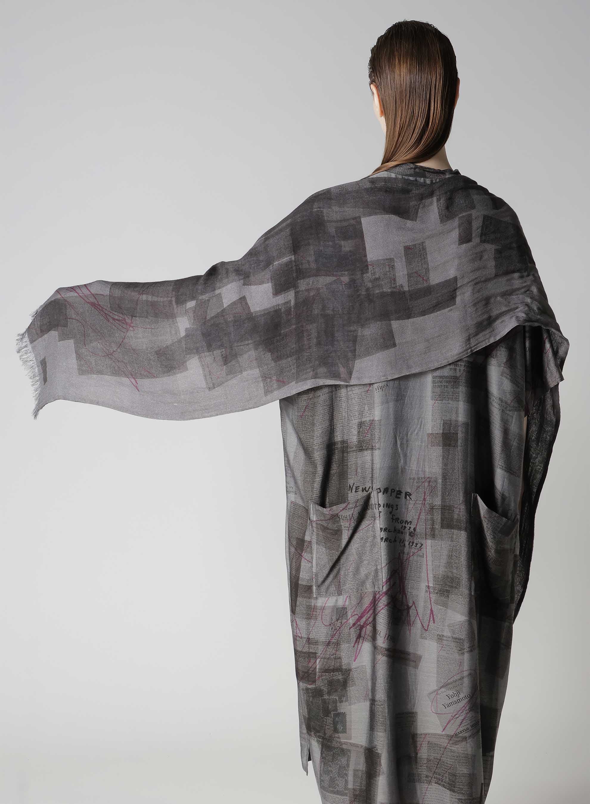 RAYON/LINEN NEWSPAPER PRINT SCARF