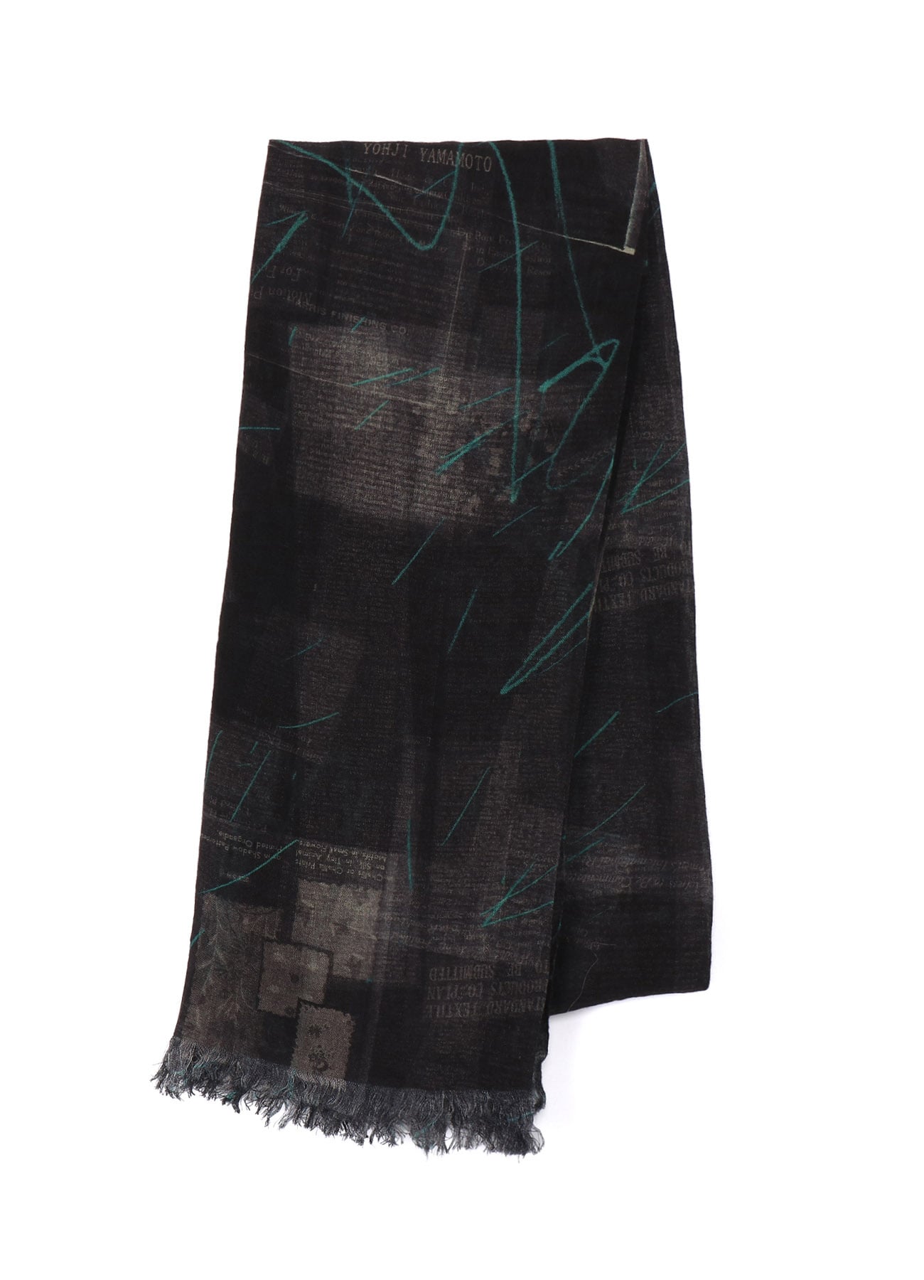 RAYON/LINEN NEWSPAPER PRINT SCARF