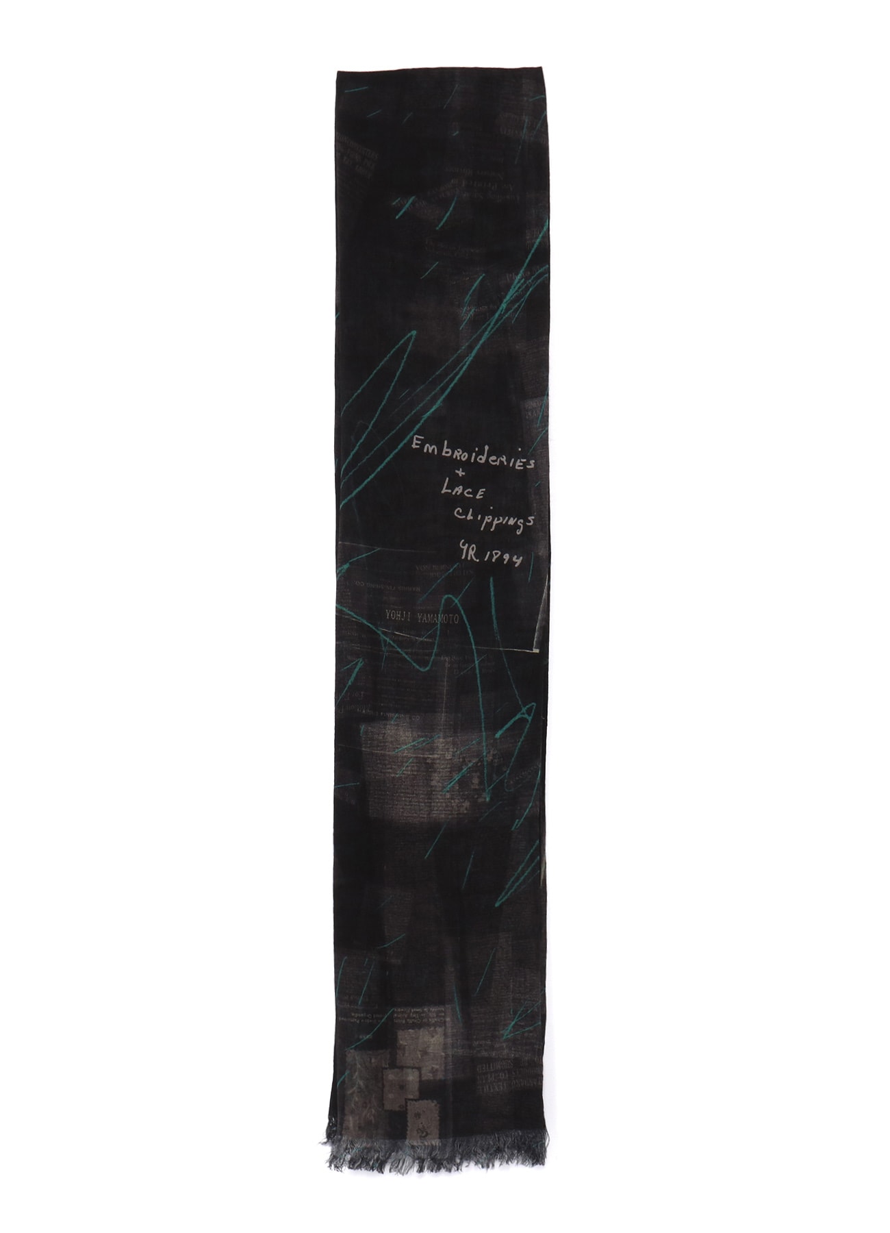 RAYON/LINEN NEWSPAPER PRINT SCARF