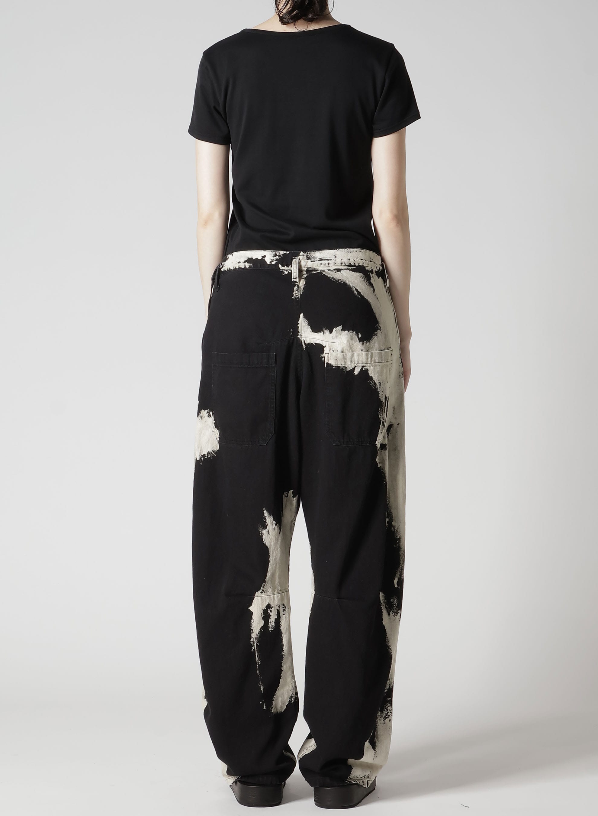 8OZ DENIM BRUSH BLEACH WIDE PANTS