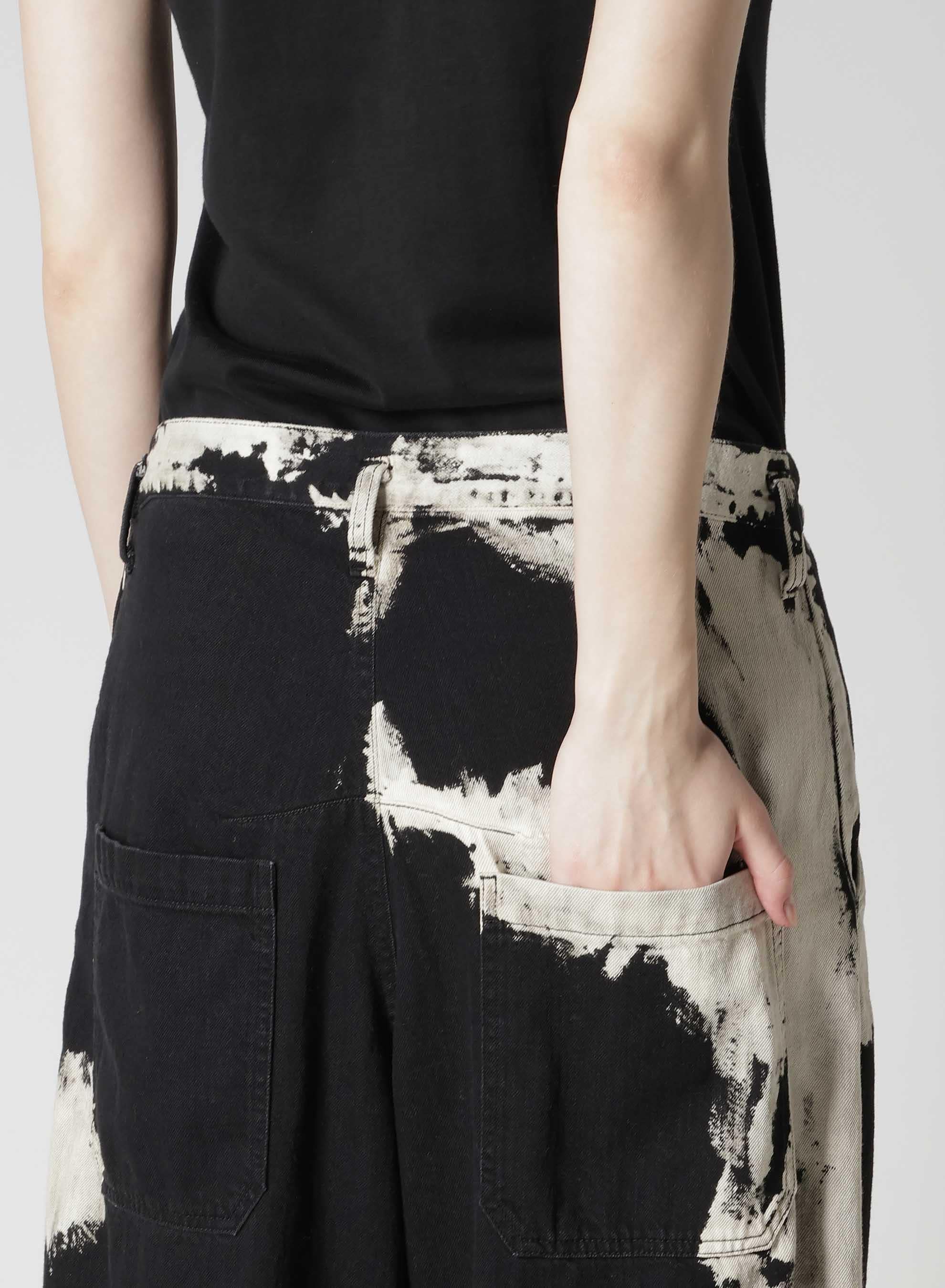 8OZ DENIM BRUSH BLEACH WIDE PANTS