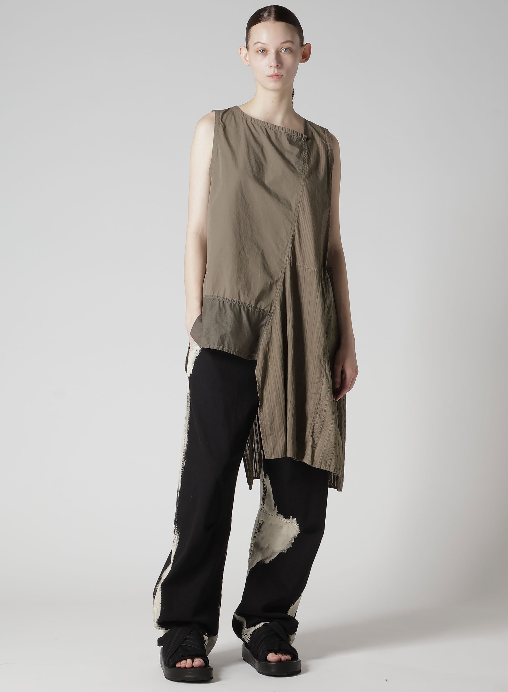 8OZ DENIM BRUSH BLEACH WIDE PANTS